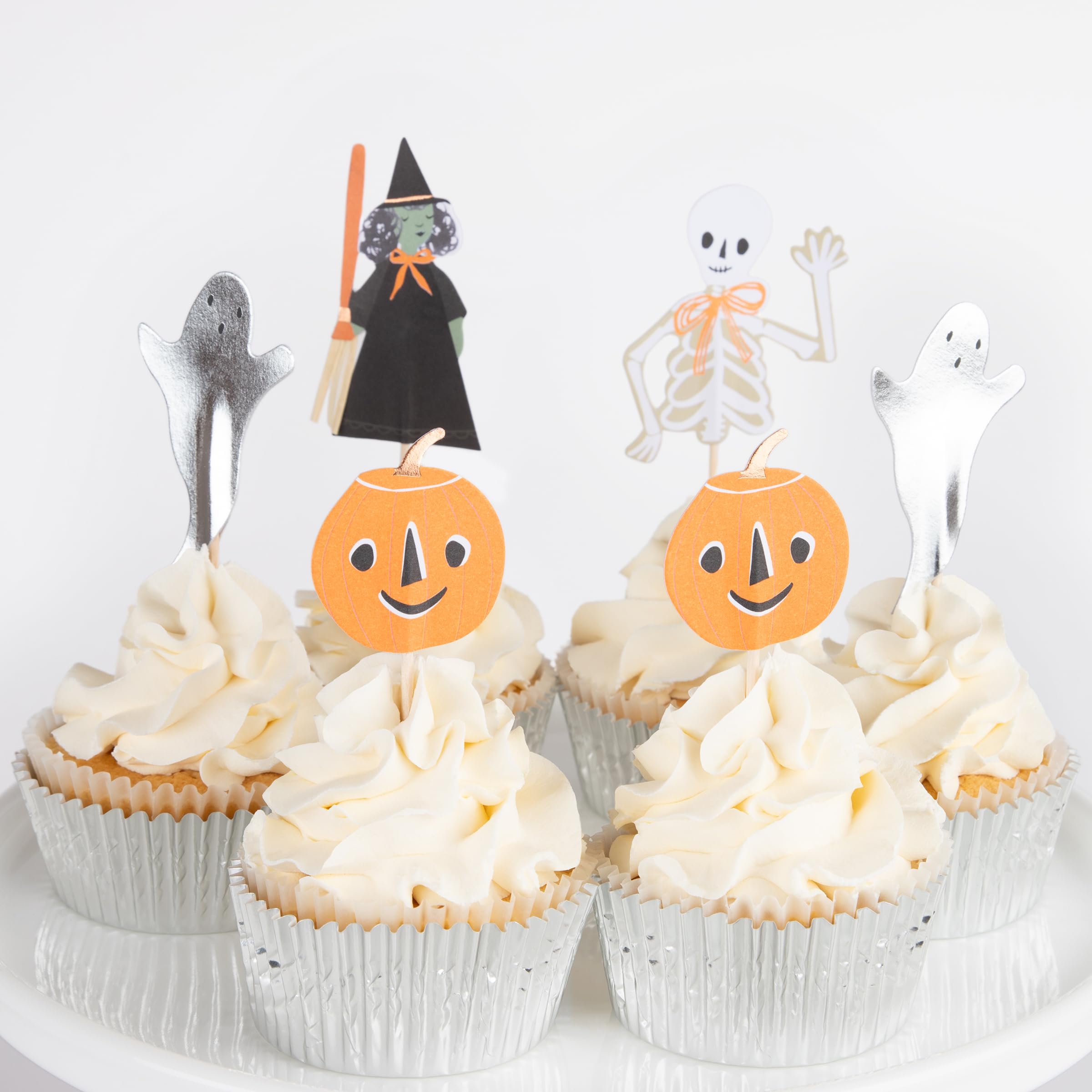 Meri Meri 24 Count Halloween Cupcake Kit, Includes 24 Toppers & 24 Shiny Silver Liners, Haunted Mansion Design, Great for Halloween Baking - Image 4
