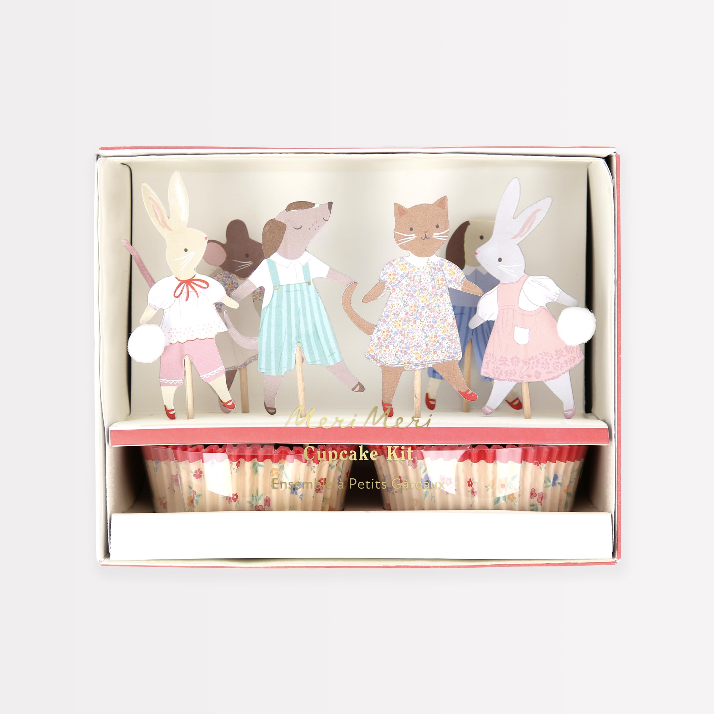 Meri Meri Animal Friends Cupcake Kit (Pack of 24), Includes Cake Toppers and Cupcake Cases, Birthday Parties & Baby Showers, Kids & Adults