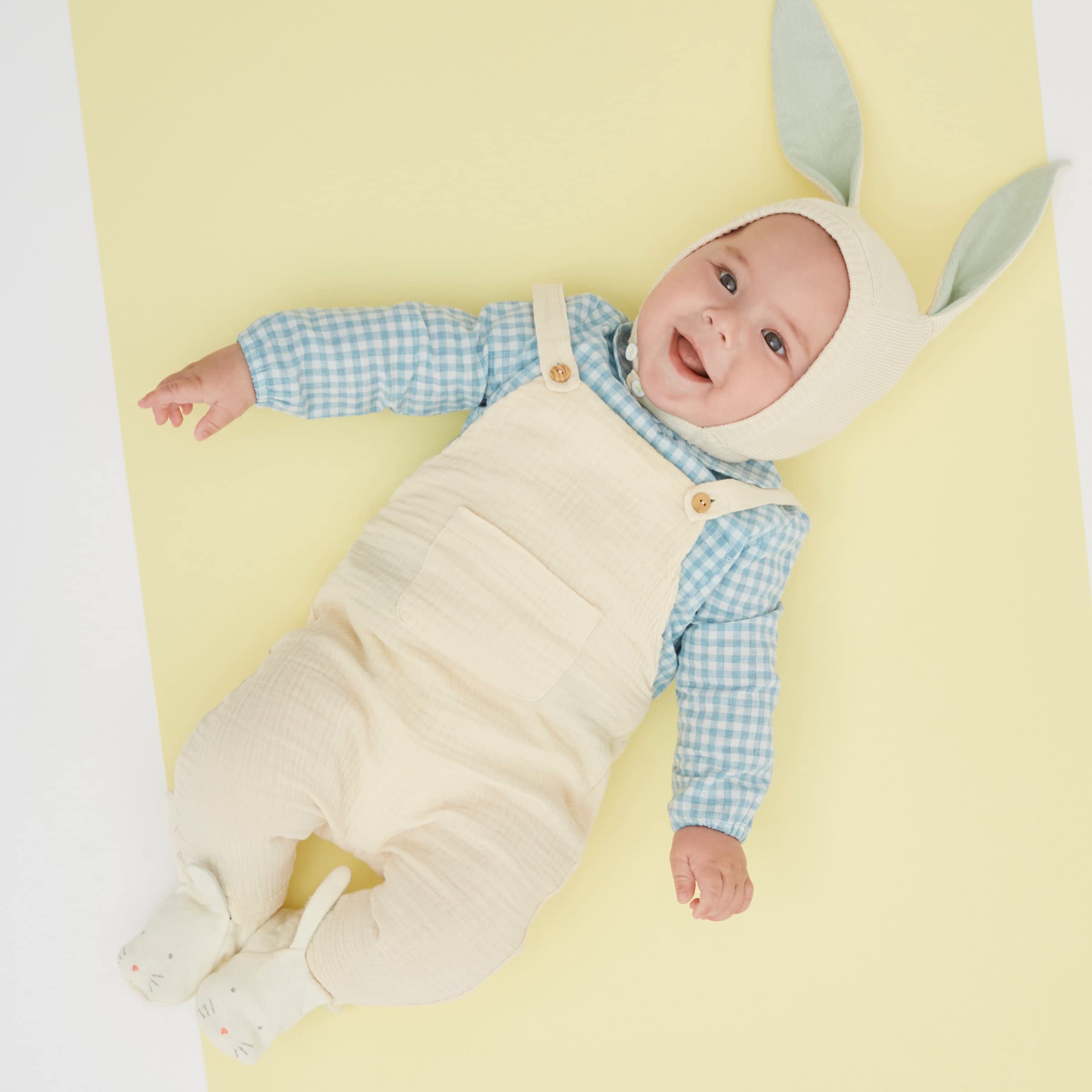 Meri Meri Baby Bunny Booties - Mint Knitted Organic Cotton Infant Shoes (Pack of 1) - Image 3
