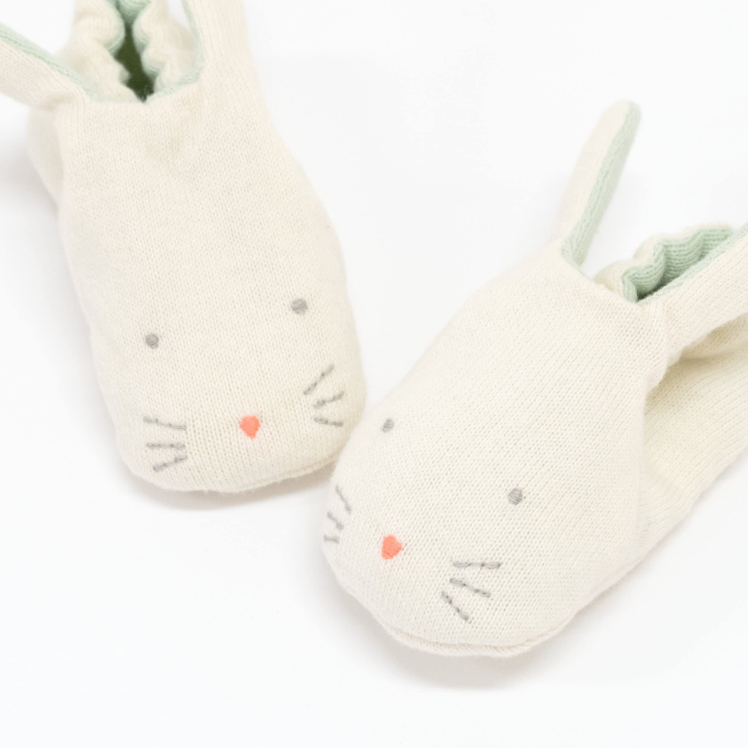 Meri Meri Baby Bunny Booties - Mint Knitted Organic Cotton Infant Shoes (Pack of 1) - Image 4