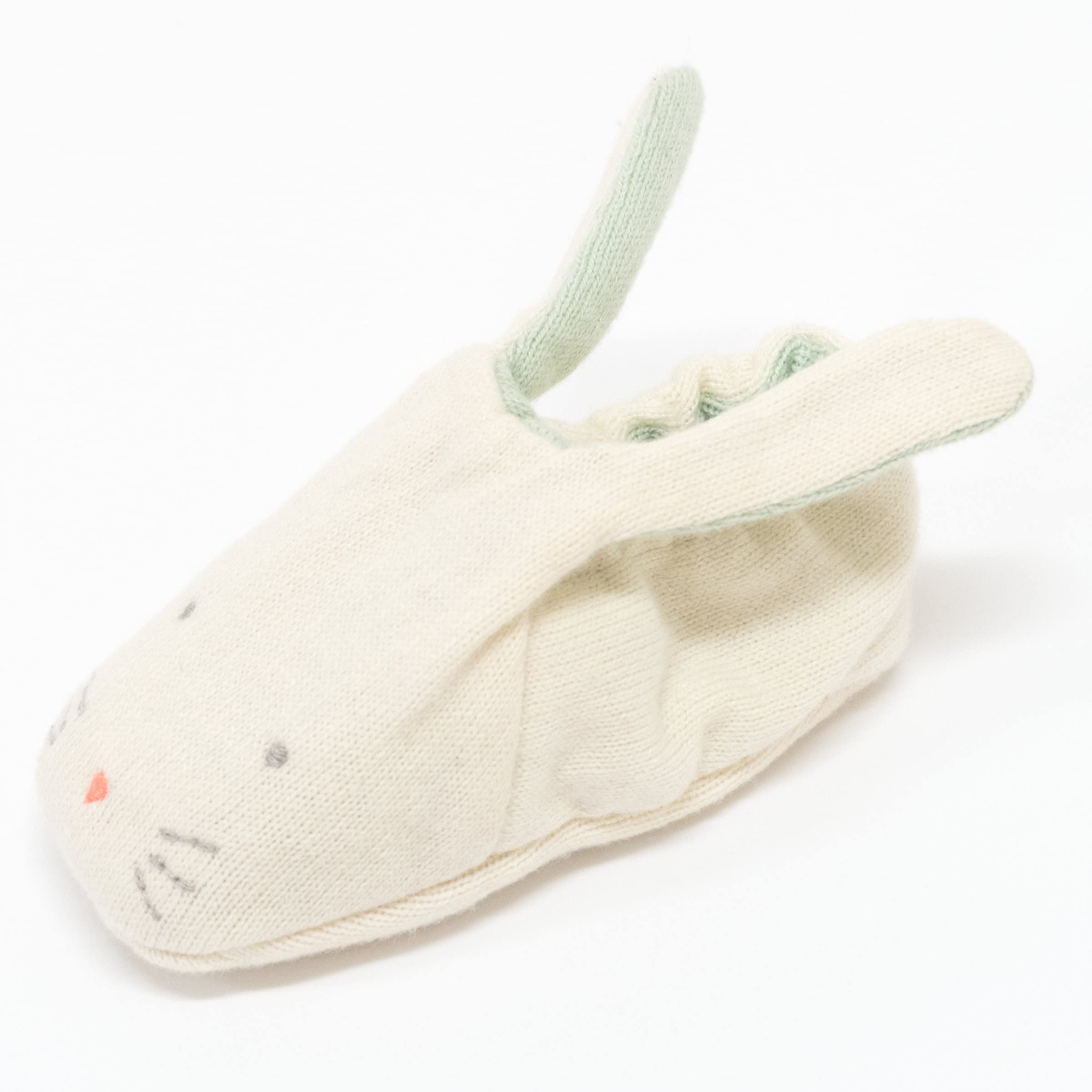 Meri Meri Baby Bunny Booties - Mint Knitted Organic Cotton Infant Shoes (Pack of 1) - Image 6