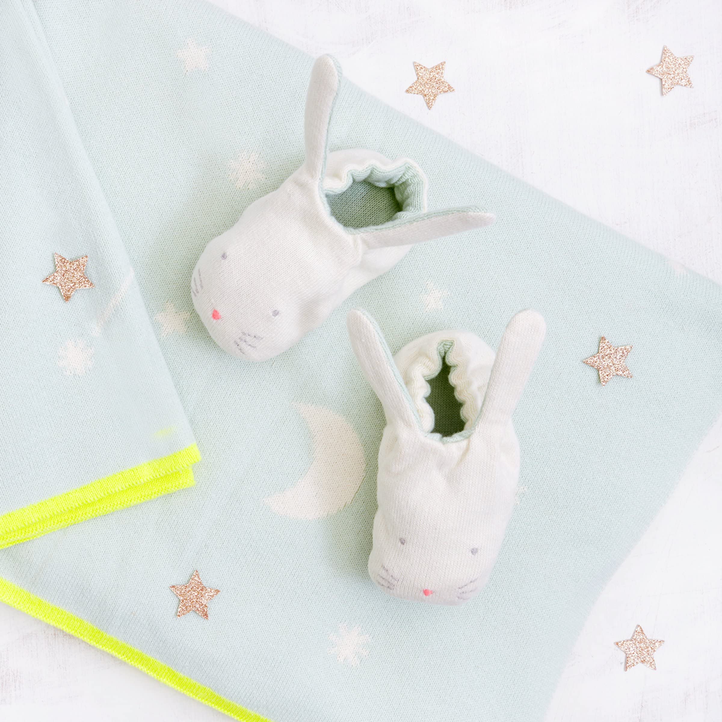 Meri Meri Baby Bunny Booties - Mint Knitted Organic Cotton Infant Shoes (Pack of 1) - Image 8