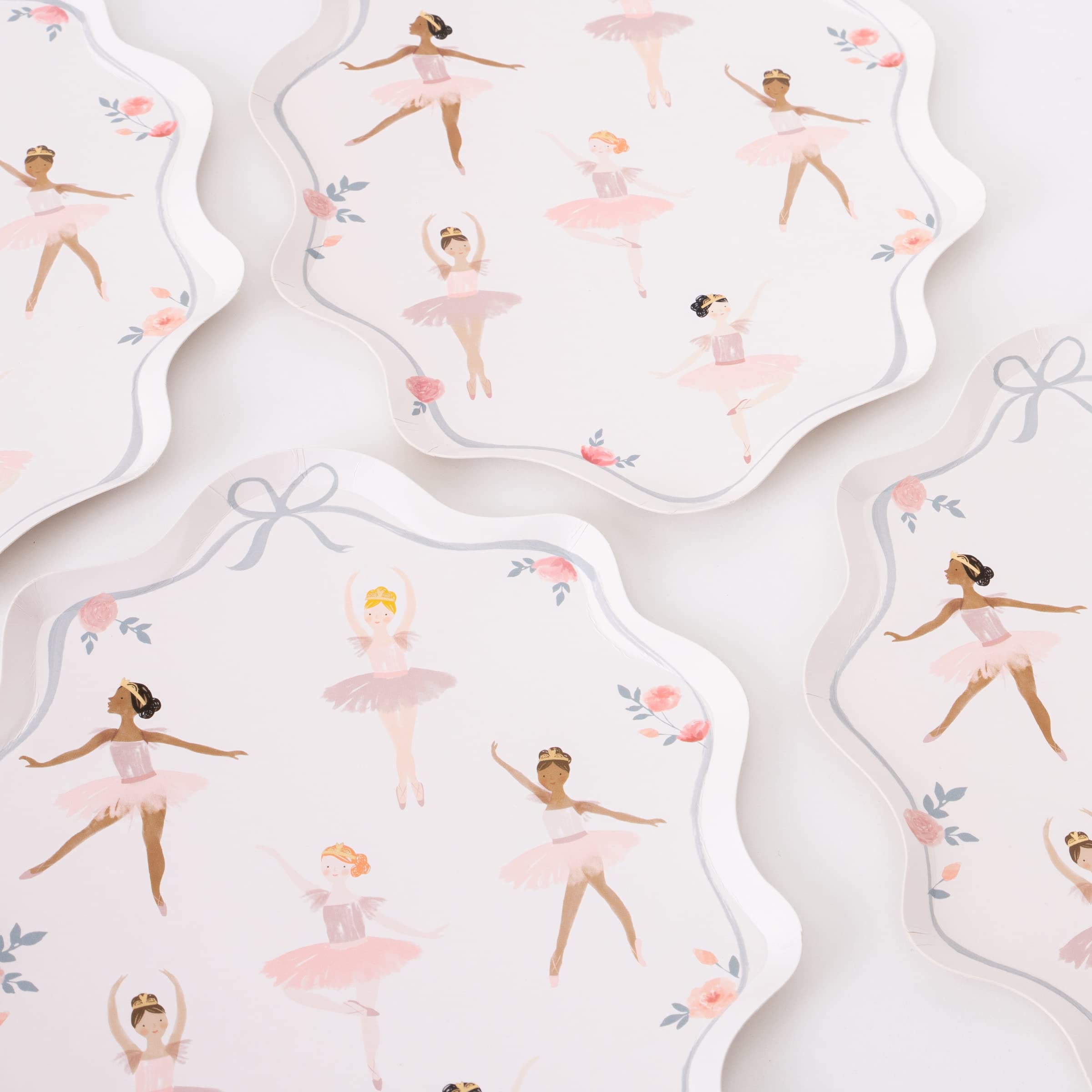 Meri Meri Ballerina Plates, Pack of 8 Disposable Paper Plates, Beautifully Illustrated and Elegantly Shaped – Perfect for Ballerina Birthday Party Decorations - Image 4