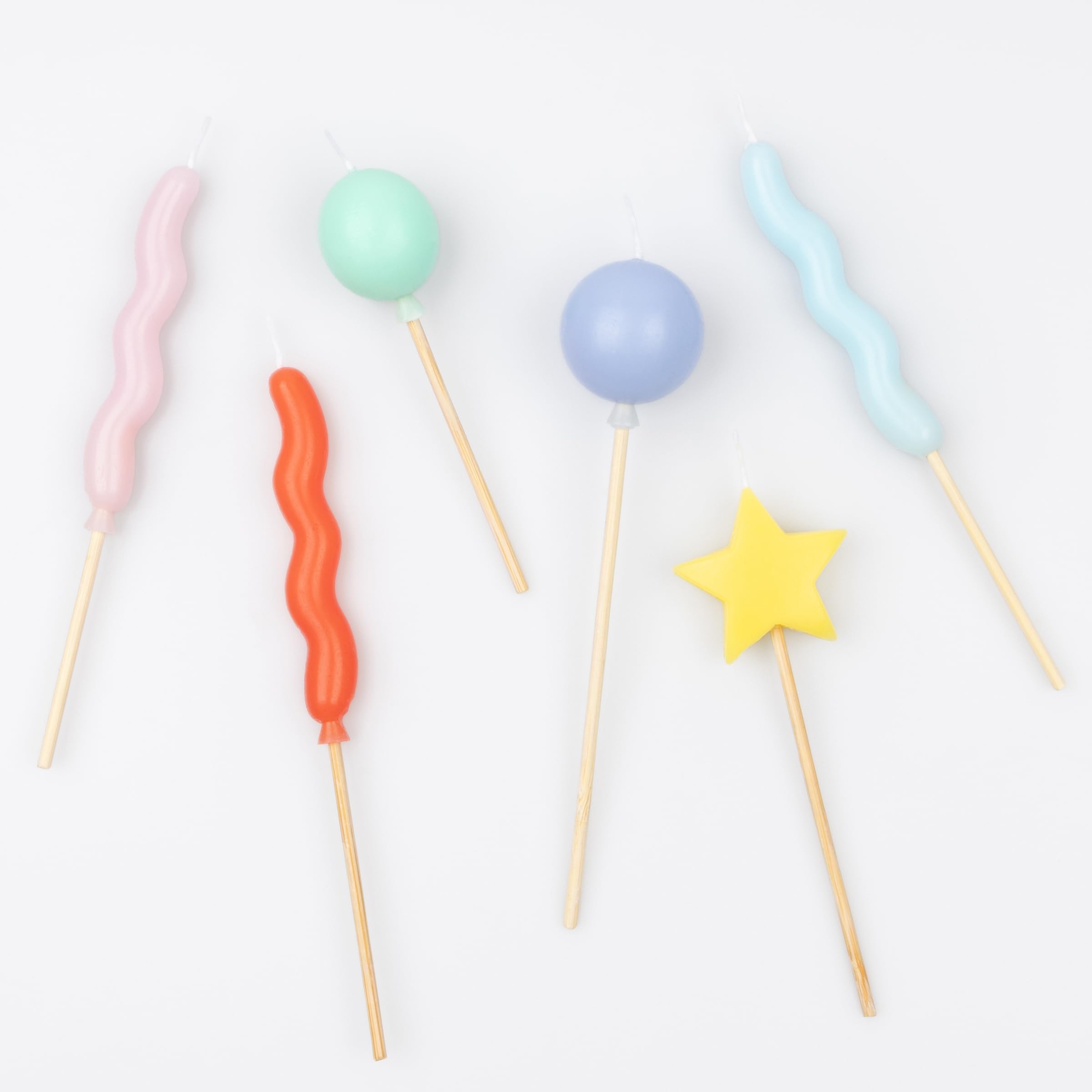 Meri Meri Balloon Candles (Pack of 6), Birthday Cake Candles, 6 Fun Designs & Colors, 4.5" Tall, Unscented - Image 4