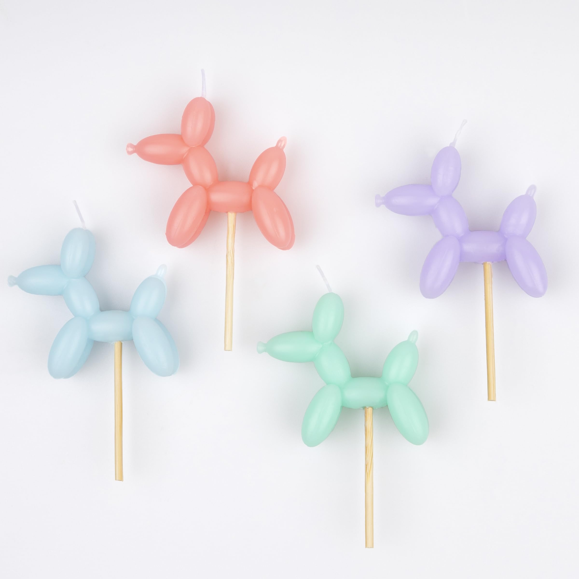 Meri Meri Balloon Dog Candles (Pack of 4), 4 Birthday Party Candles in Assorted Colors, 3.5" Tall, Unscented - Image 3