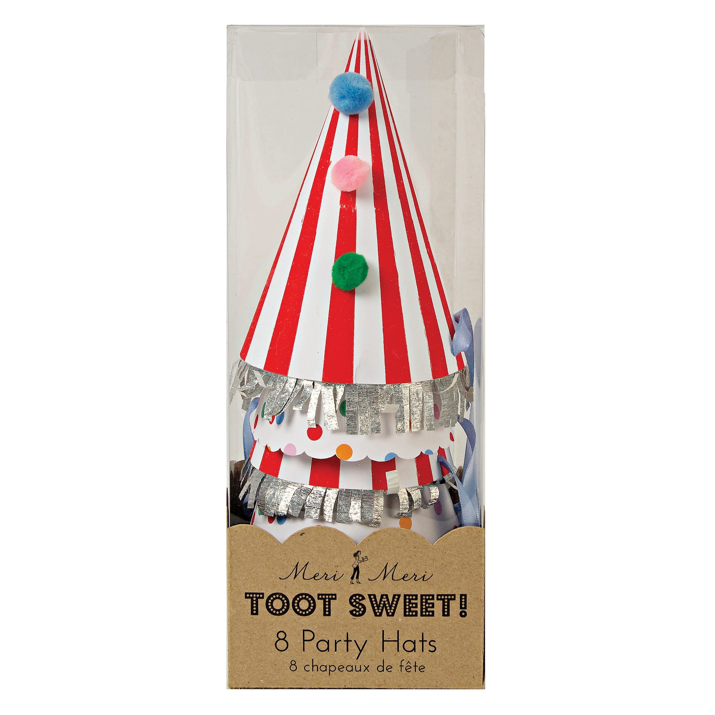 Meri Meri Birthday Party Hats, Pack of 8 Bright and Colorful Cone Birthday Hats for Kids & Adults, Cone Party Hats - Image 2