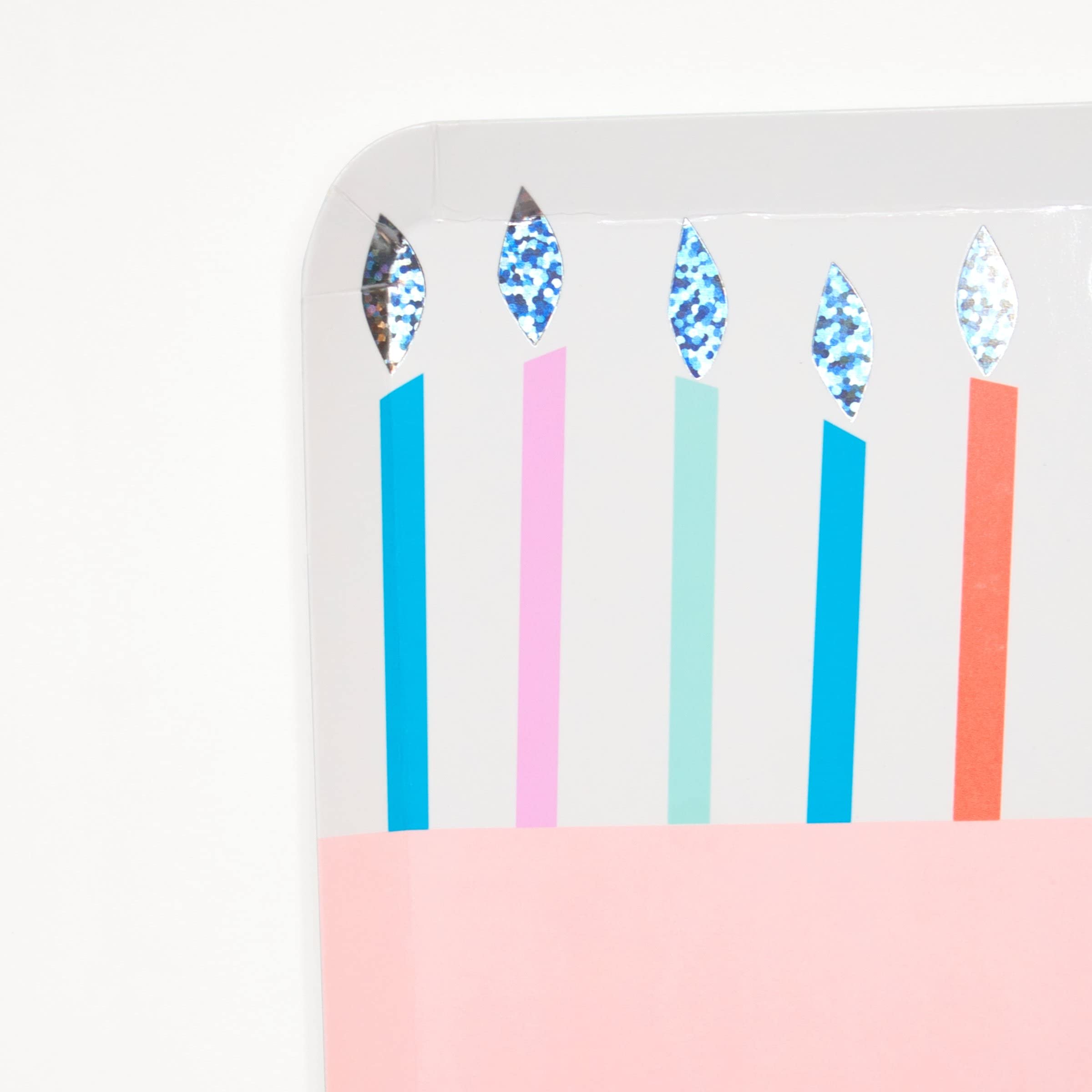 Meri Meri Birthday Party Plates, Pack of 8 Fun Shaped Disposable Plates for Party, Cake Shaped with Sparkly, Silver Foil Details – Great for Kid’s Birthday Celebration - Image 2