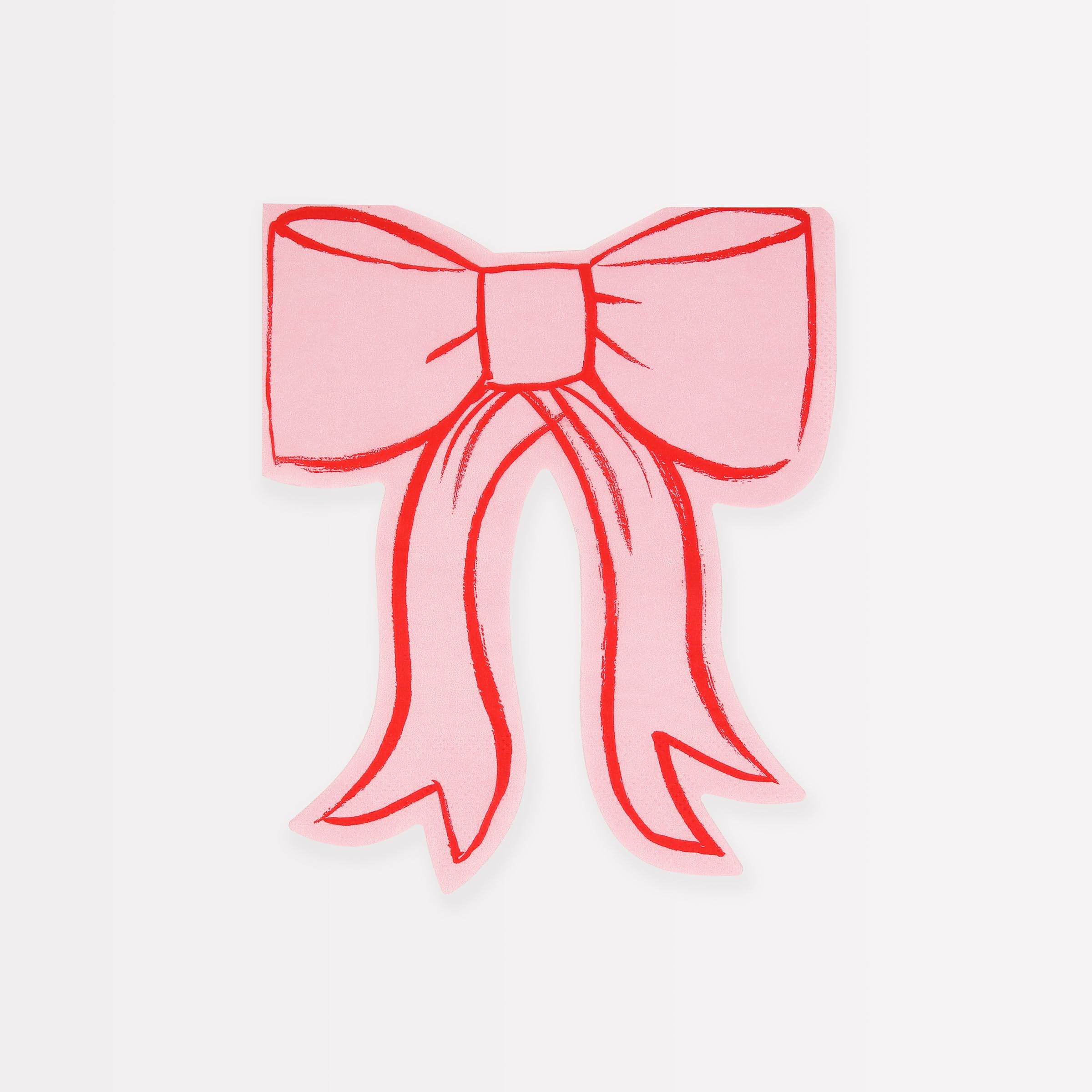 Meri Meri Bow Party Napkins (pack of 16), Disposable Paper Napkins, Thick & Absorbent 3-Ply Paper for Baby Shower and Bridal Showers, Pink & Red, Kids & Adults, 5.25 x 6.5"
