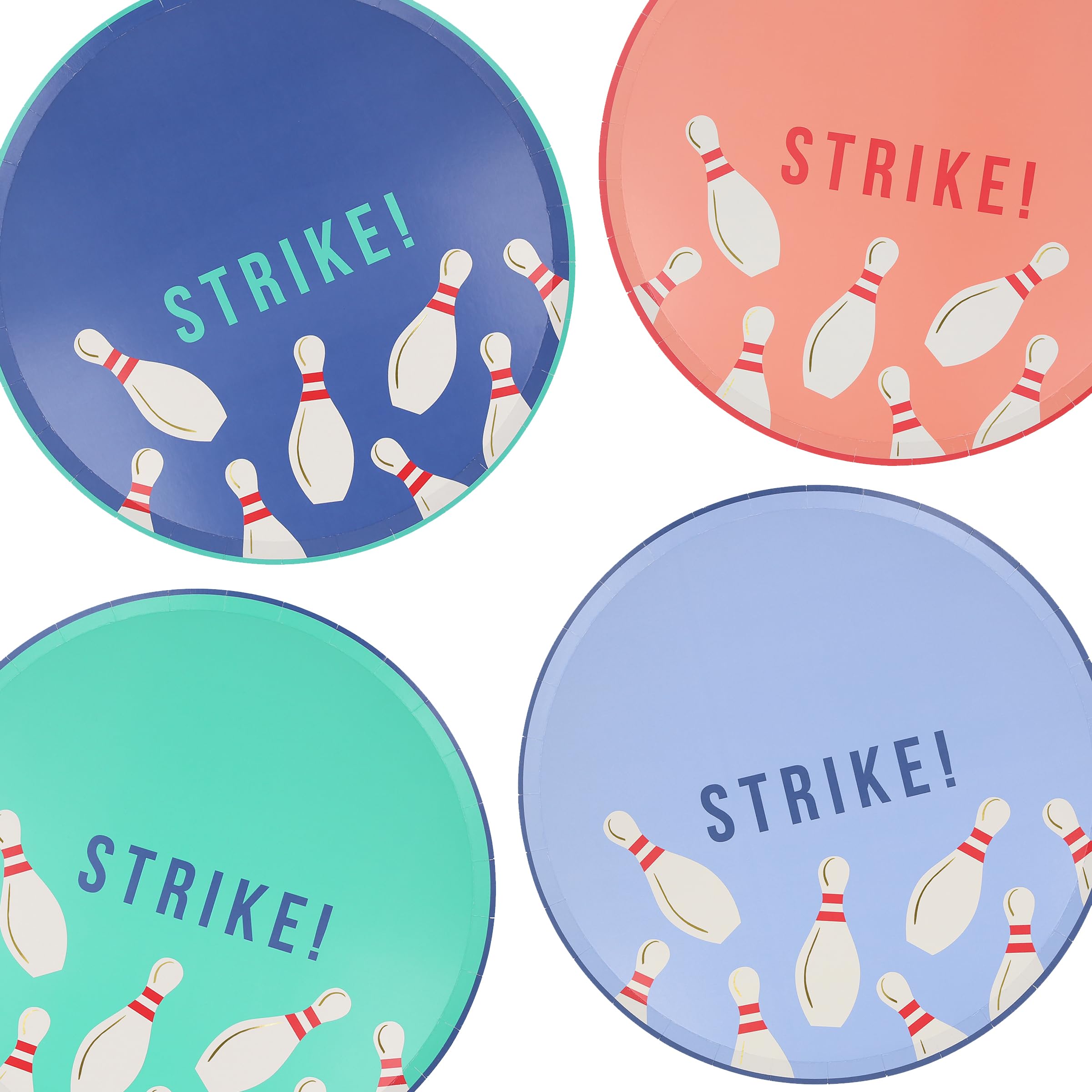 Meri Meri Bowling Party Plates (Pack of 8), Disposable, Bowling Party Decorations