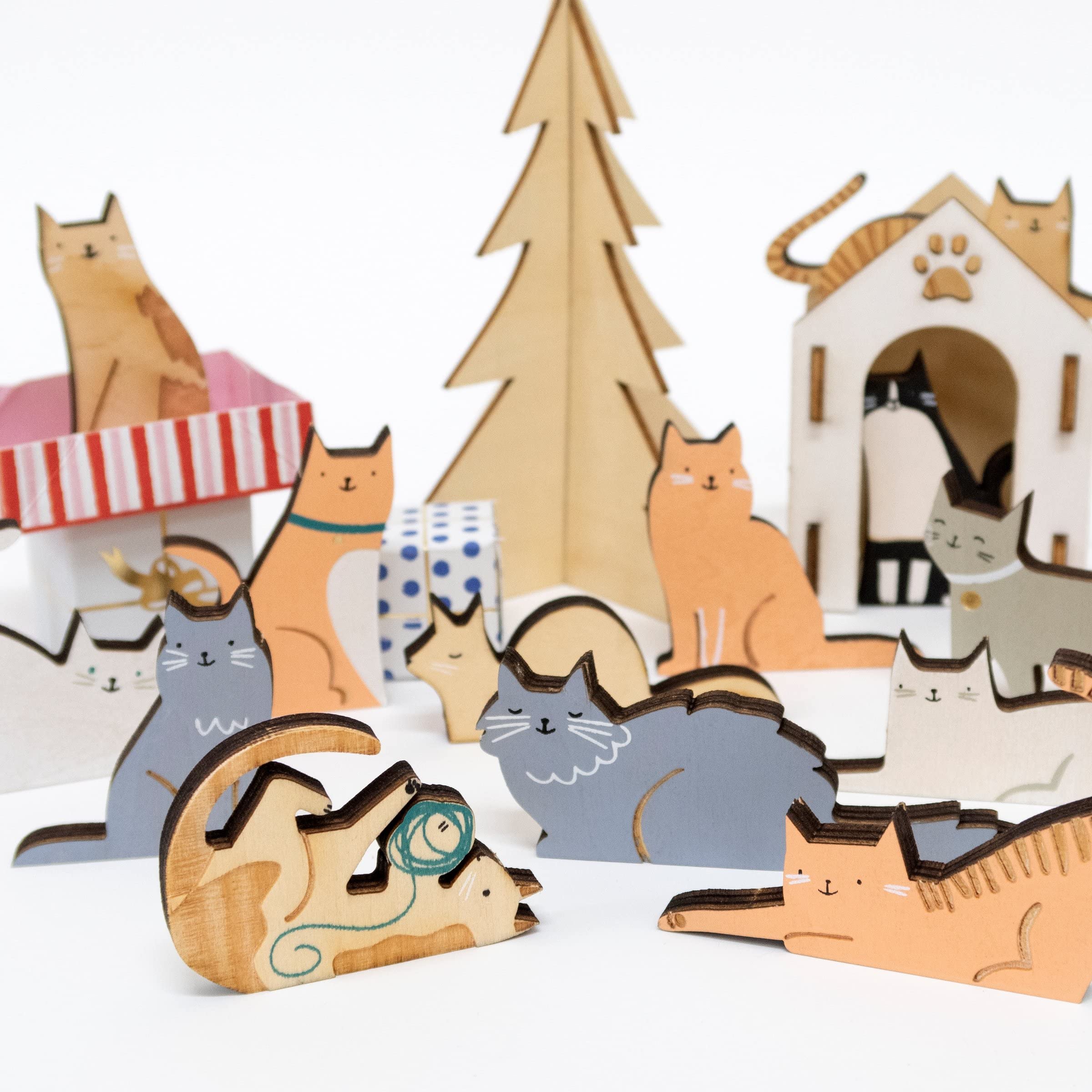 Meri Meri Cat Advent Calendar Suitcase (Pack of 1), Ages 8+, 9" x 6" x 4", Advent Calendar, Advent Gift - Image 3