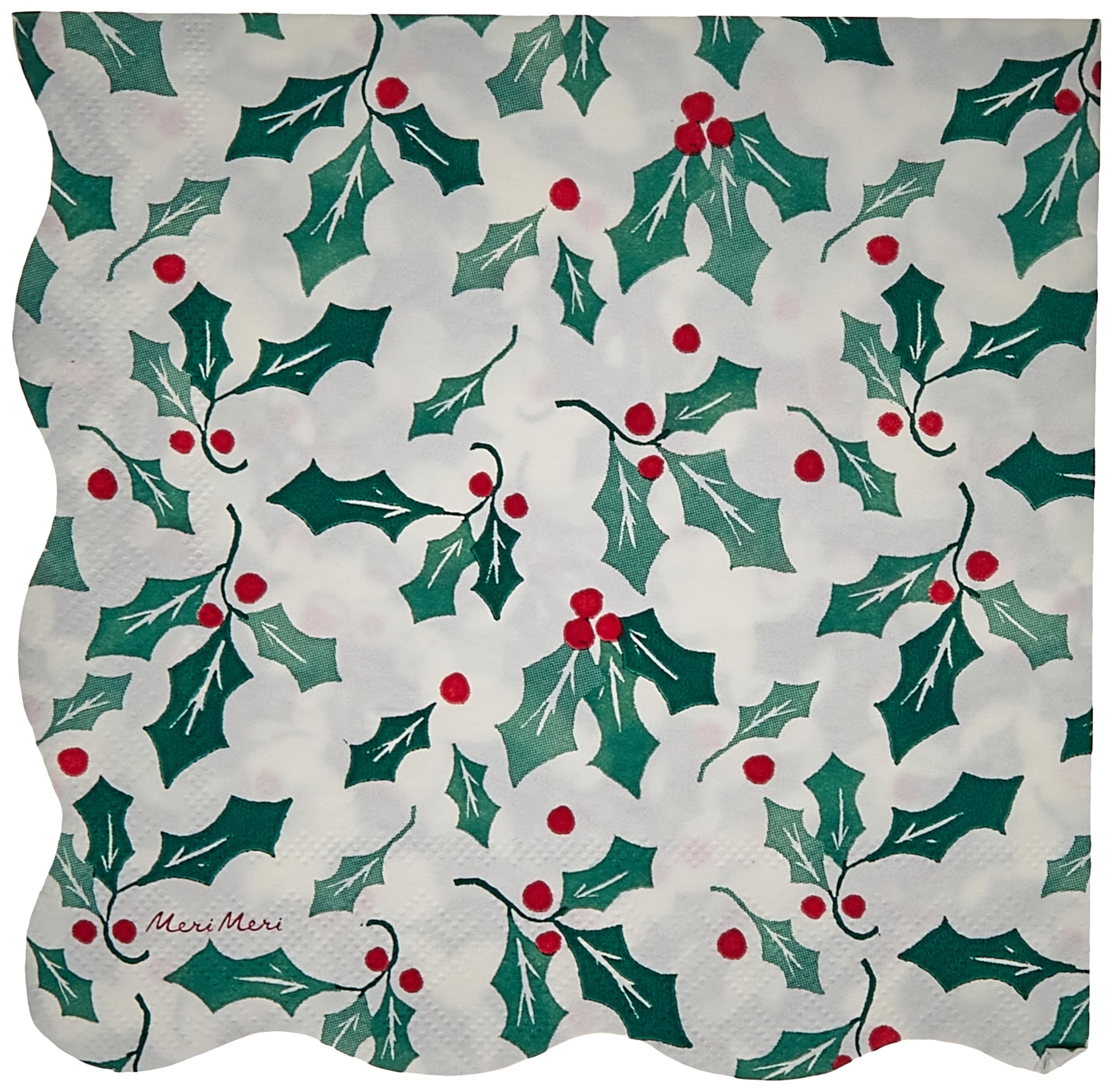 Meri Meri Christmas Paper Napkins (Pack of 16), Square Christmas Napkins Disposable, Thick & Absorbent 3-Ply Paper, Wavy Border - Image 2