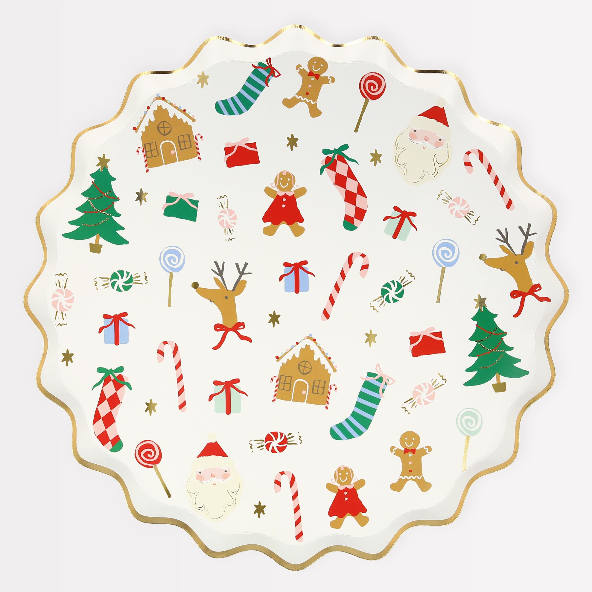 Meri Meri Christmas Party Plates, Pack of 8 Disposable Plates in a Range of Festive Christmas Patterns, Perfect for Your Holiday Events