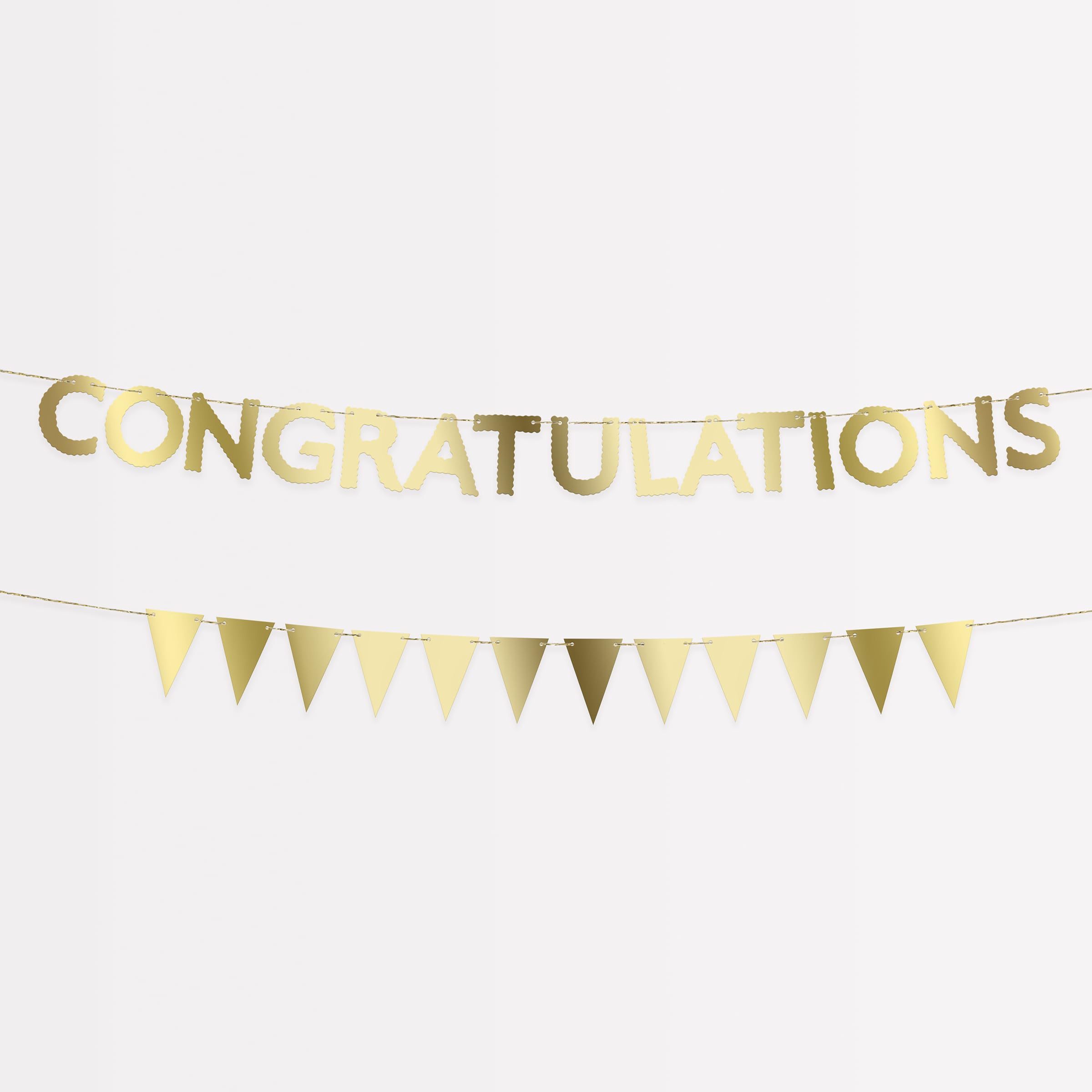 Meri Meri Congratulations Mini Garland Matchbox Banner Set (Pack of 2), 5' Strand Including Excess Cord, 2 Unique Strands, Reusable Congratulations Party Banner