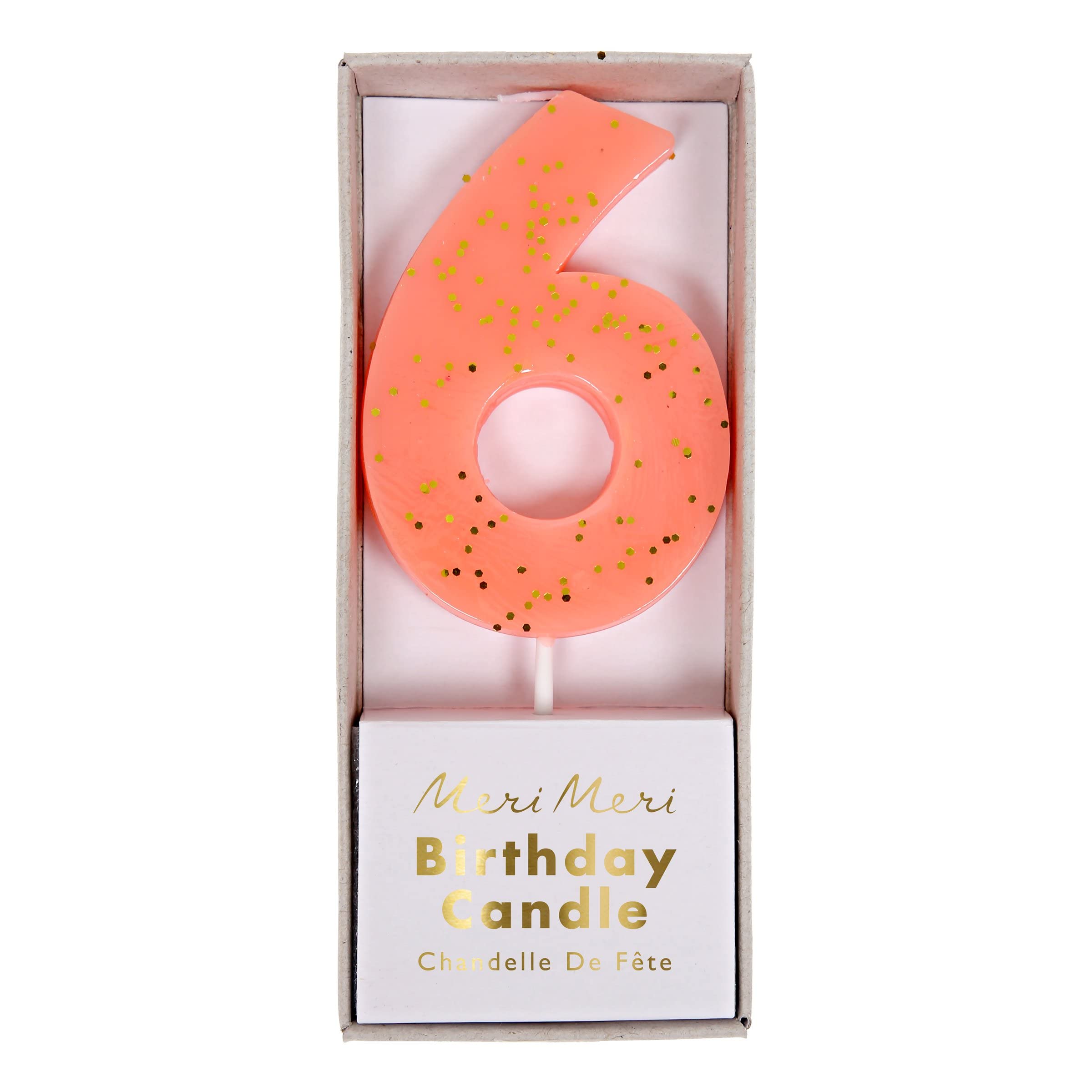Meri Meri Coral Number 6 Candle - Image 2