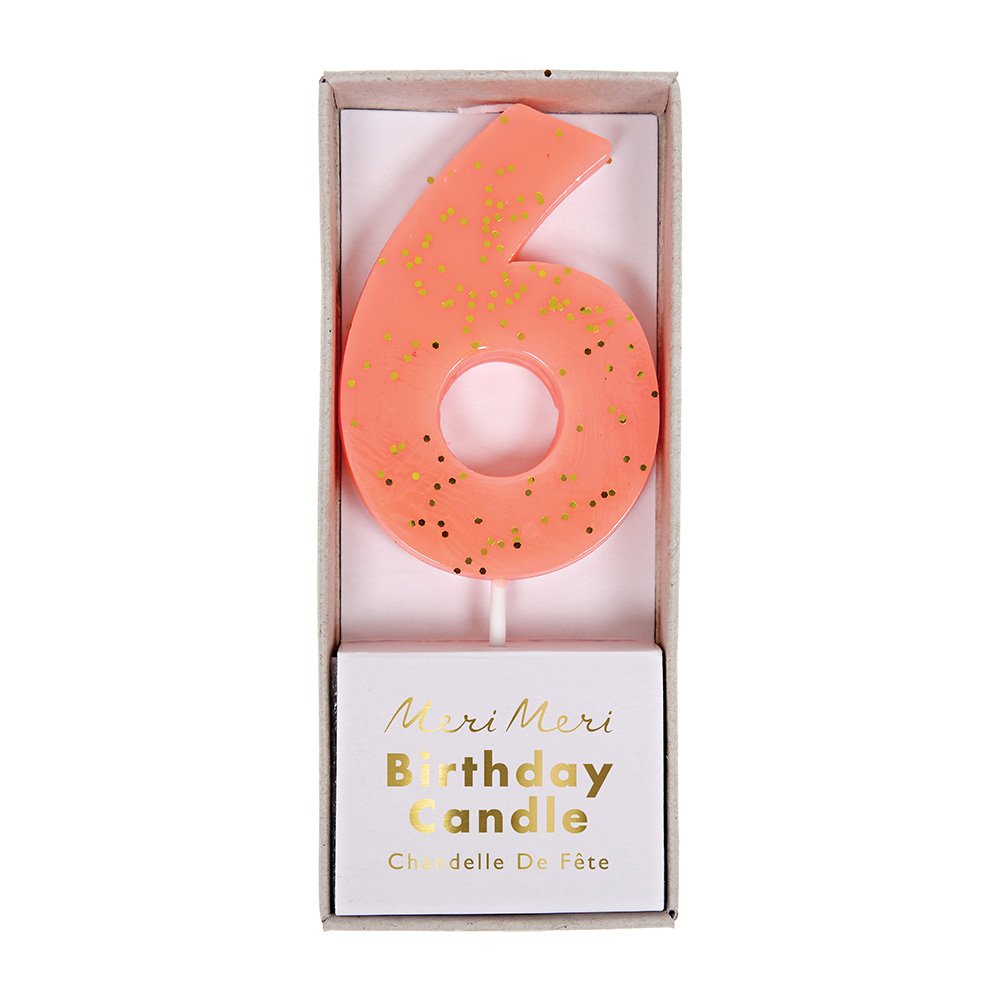 Meri Meri Coral Number 6 Candle - Image 3