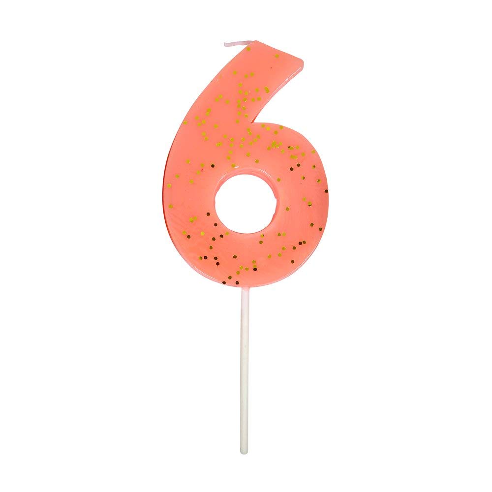 Meri Meri Coral Number 6 Candle - Image 4