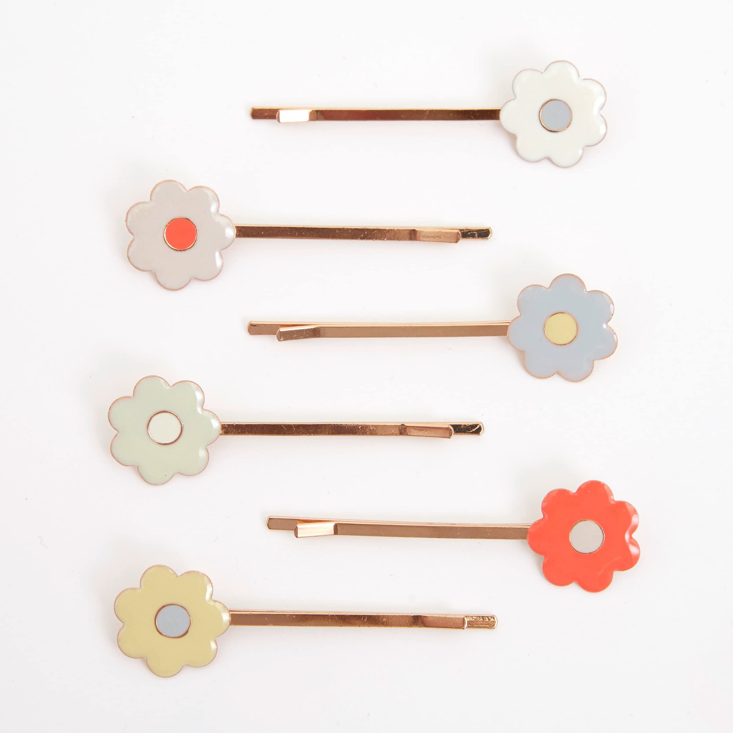 Meri Meri Daisy Enamel Hair Slides (Pack of 6), Cute and Fun Daisy Hair Clips, Gold Tone Hair Slides with Colorful Pastel Enamel Daisies - Image 4