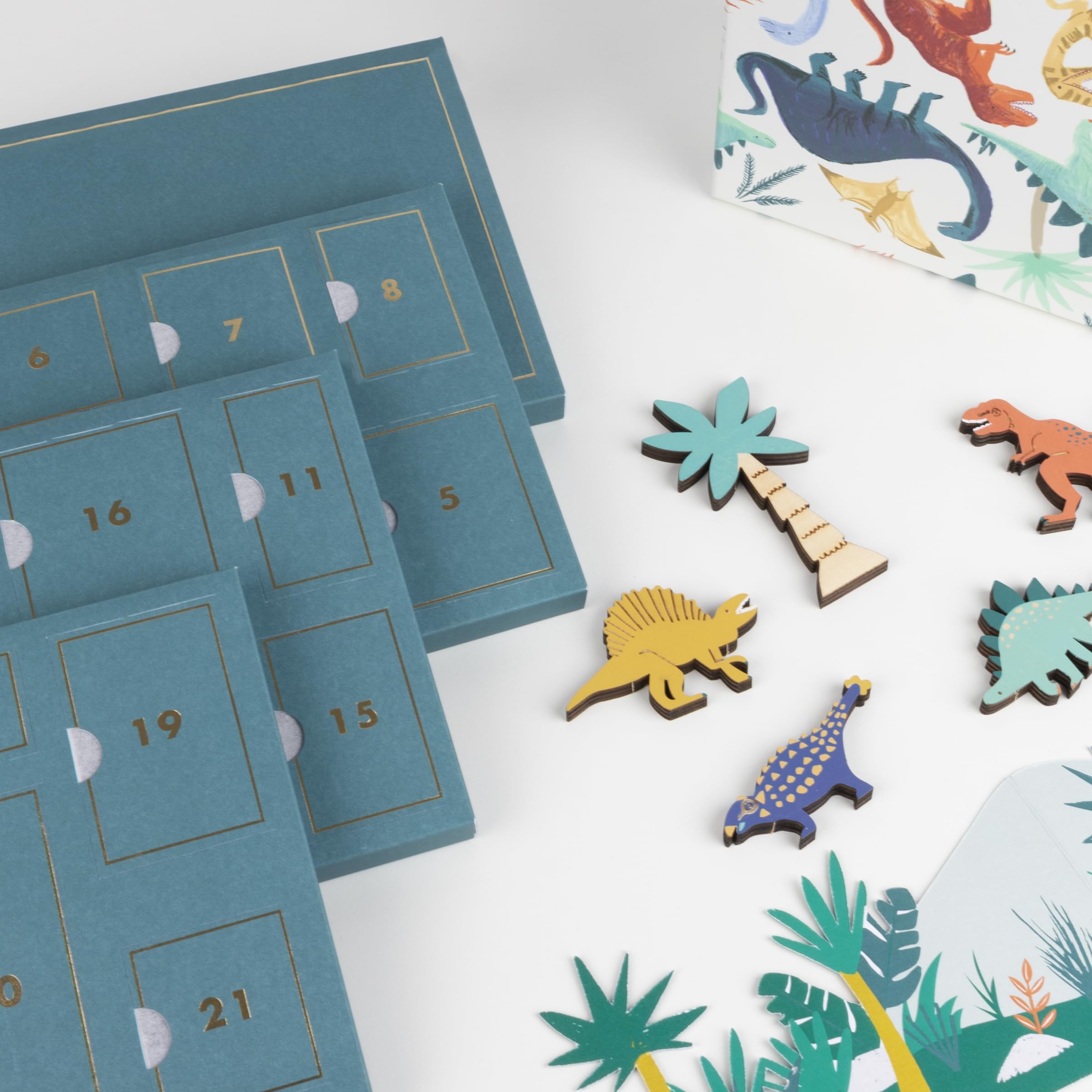 Meri Meri Dinosaur Advent Calendar Suitcase (Pack of 1), Ages 8+, 9" x 4" x 6", Christmas Countdown Calendar - Image 3