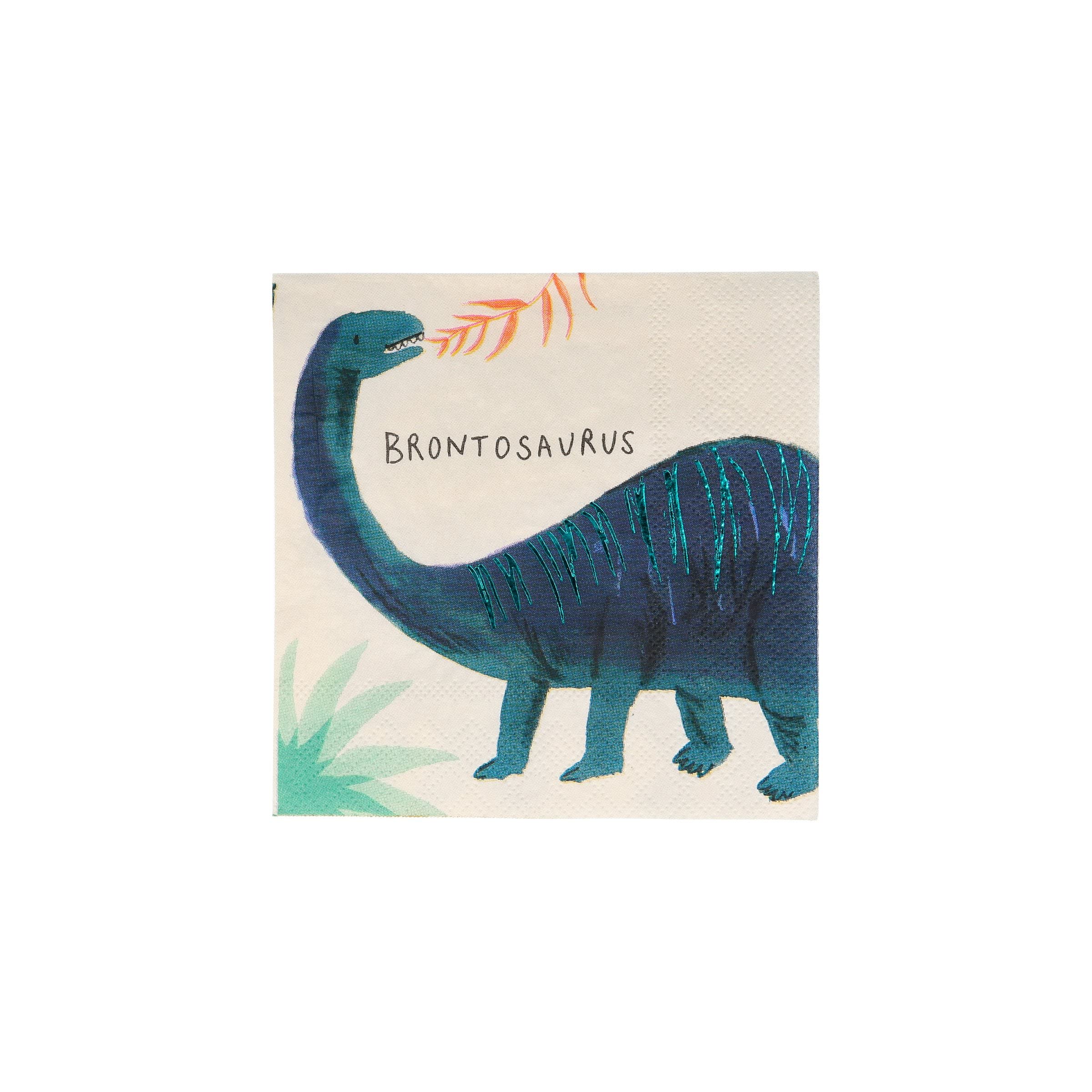 Meri Meri Dinosaur Napkins (Pack of 16), Thick & Absorbent 3-Ply Paper, Dinosaur Party Paper Napkins, Scalloped Edge, Disposable - Image 4