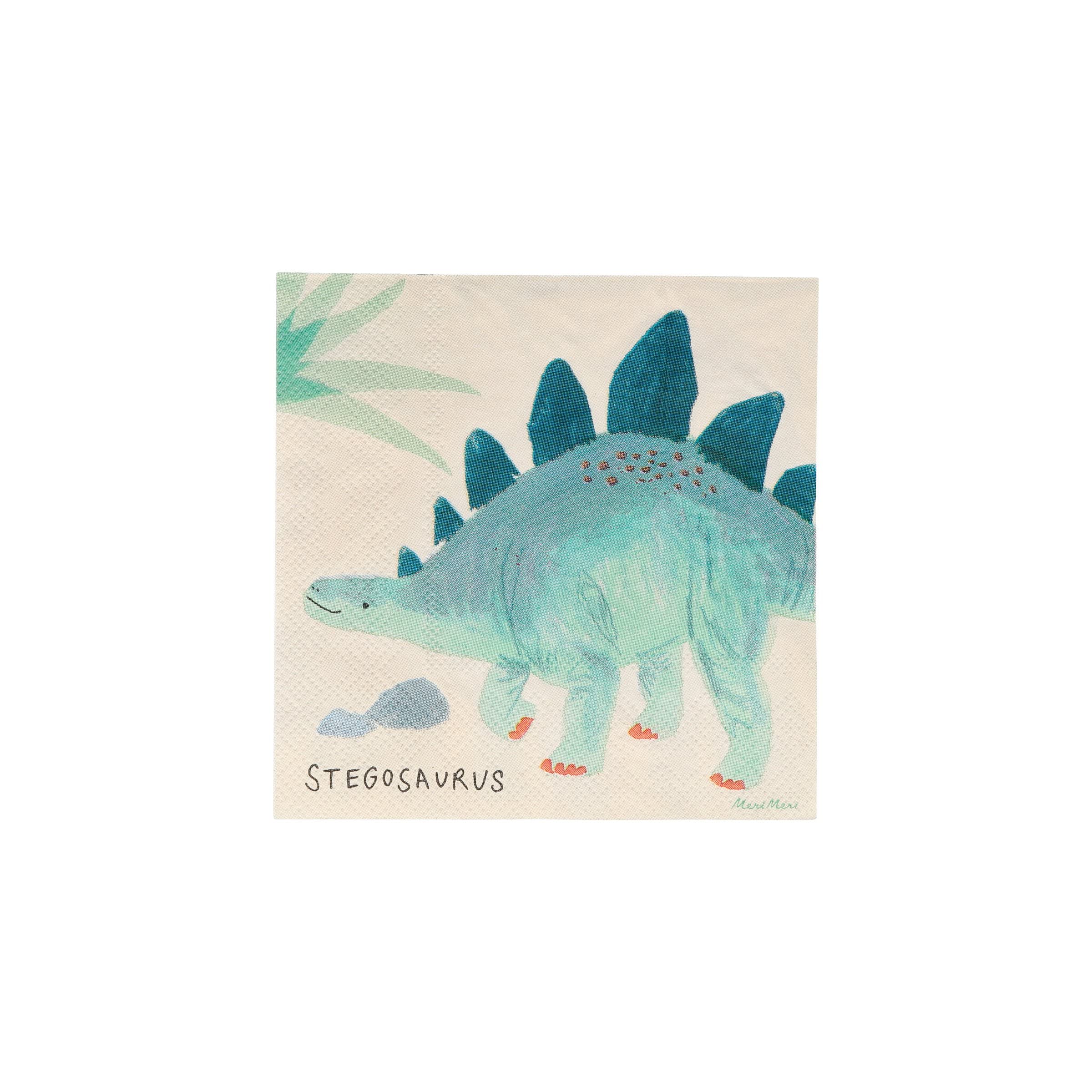 Meri Meri Dinosaur Napkins (Pack of 16), Thick & Absorbent 3-Ply Paper, Dinosaur Party Paper Napkins, Scalloped Edge, Disposable - Image 5
