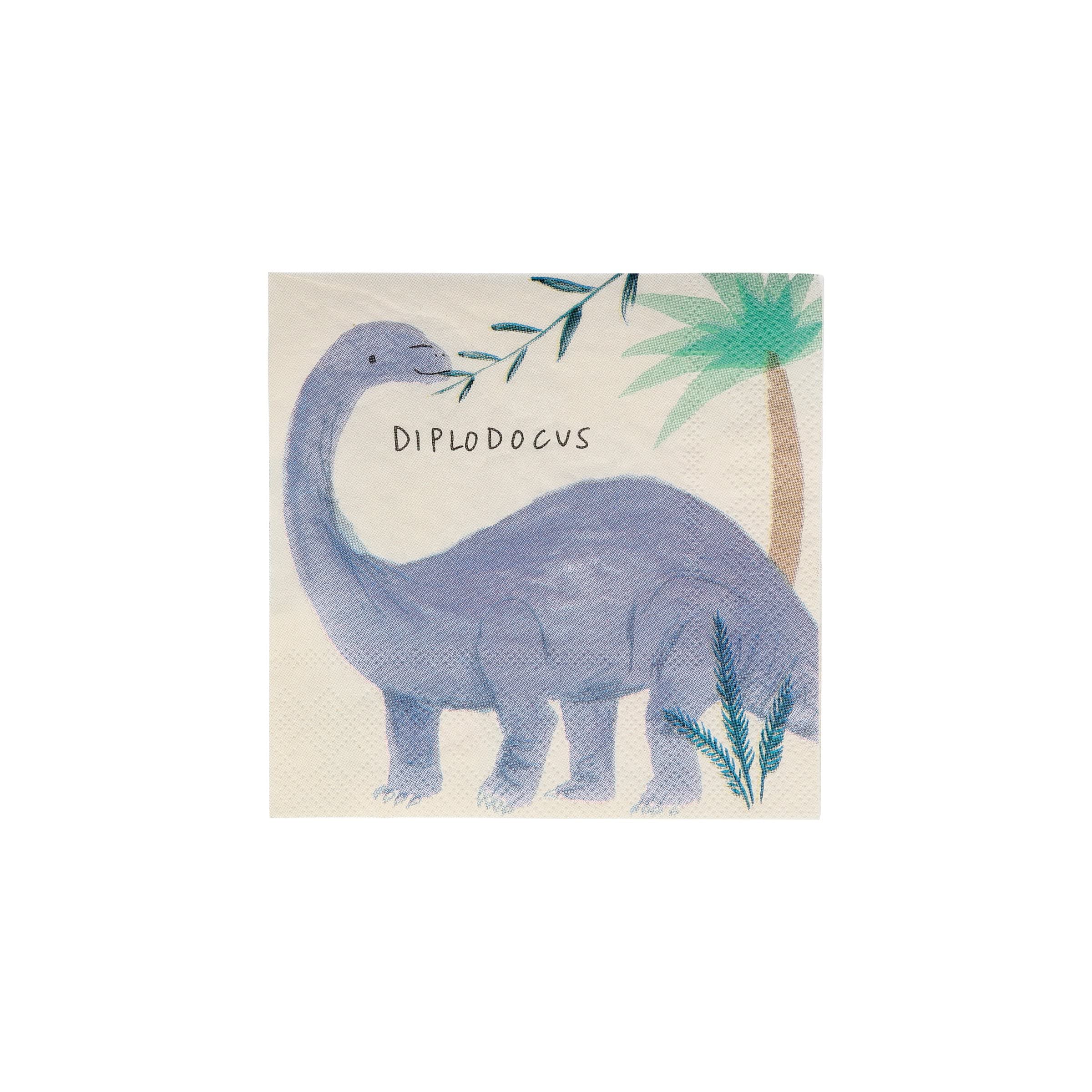 Meri Meri Dinosaur Napkins (Pack of 16), Thick & Absorbent 3-Ply Paper, Dinosaur Party Paper Napkins, Scalloped Edge, Disposable - Image 6