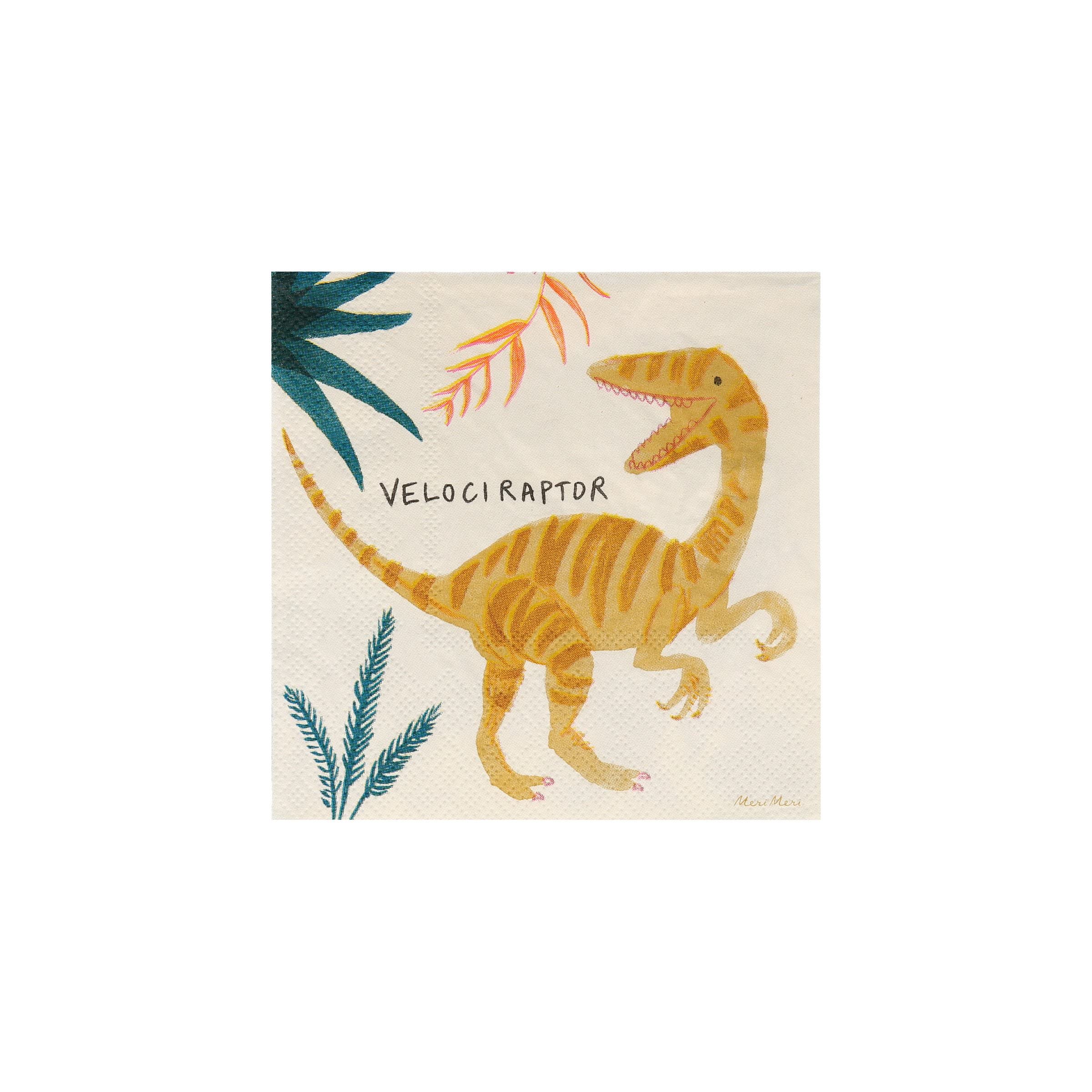Meri Meri Dinosaur Napkins (Pack of 16), Thick & Absorbent 3-Ply Paper, Dinosaur Party Paper Napkins, Scalloped Edge, Disposable - Image 8