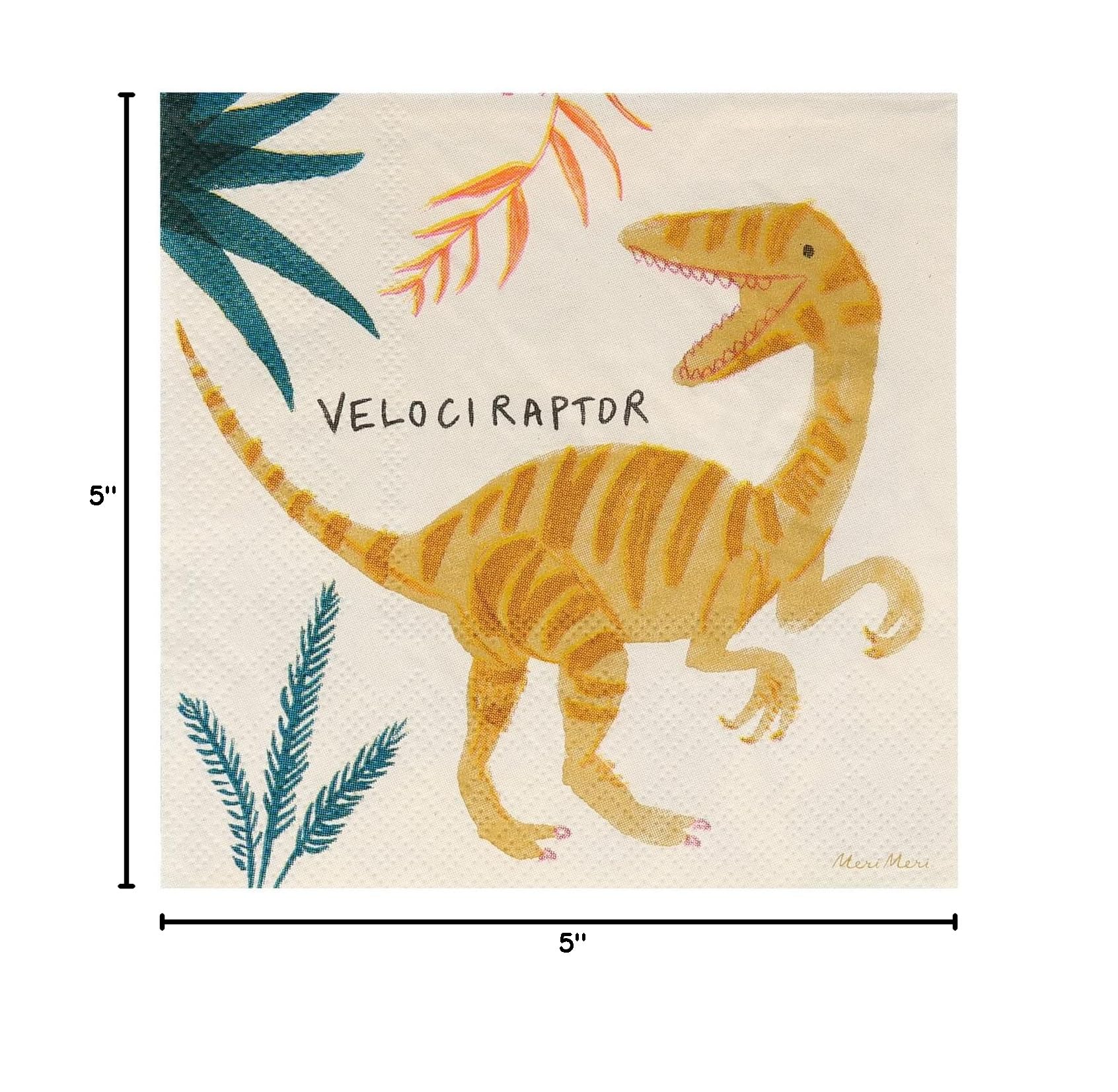 Meri Meri Dinosaur Napkins (Pack of 16), Thick & Absorbent 3-Ply Paper, Dinosaur Party Paper Napkins, Scalloped Edge, Disposable - Image 9