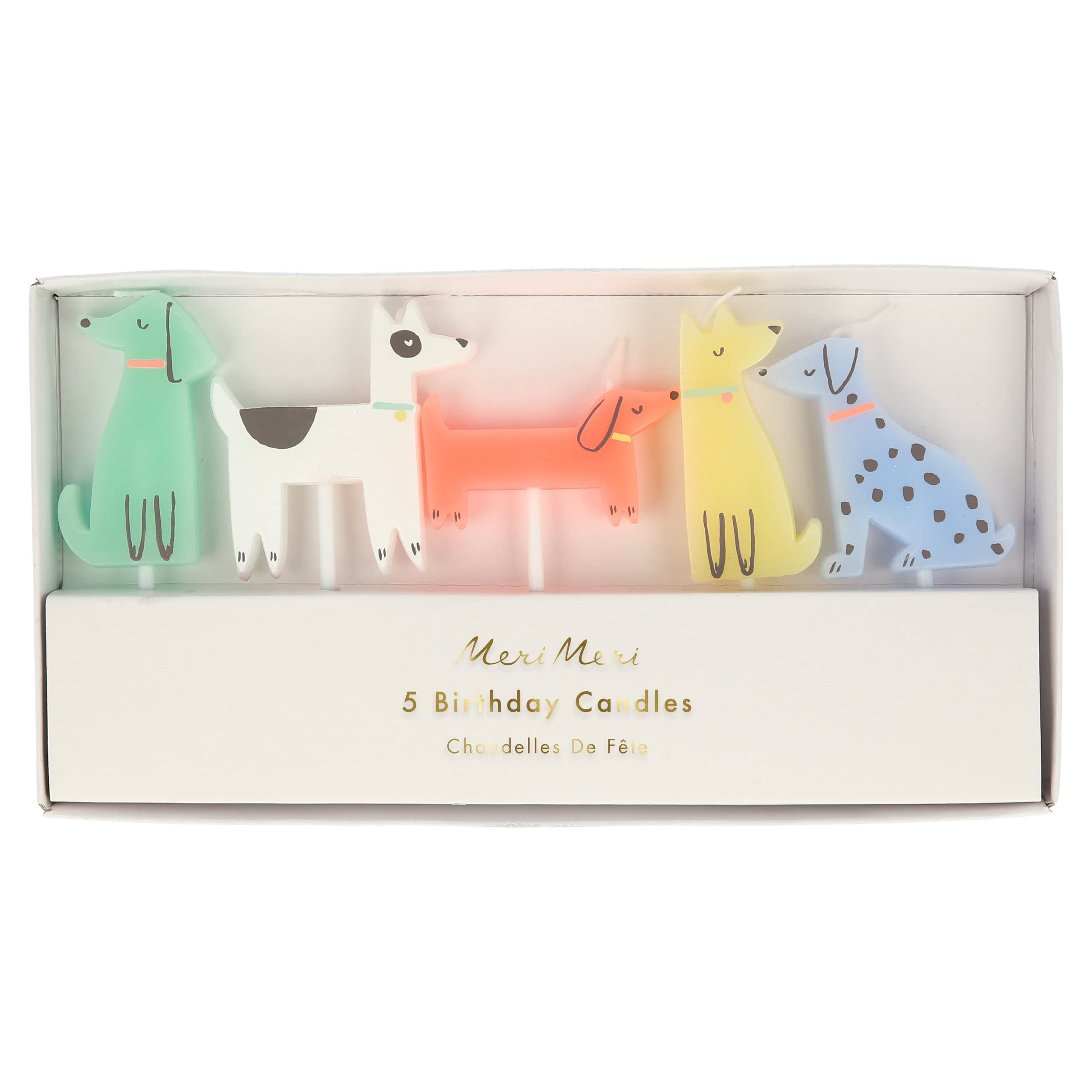 Meri Meri Dog Candles - Pack of 5, Multicolored, Dog Birthday Decorations, Party Decor