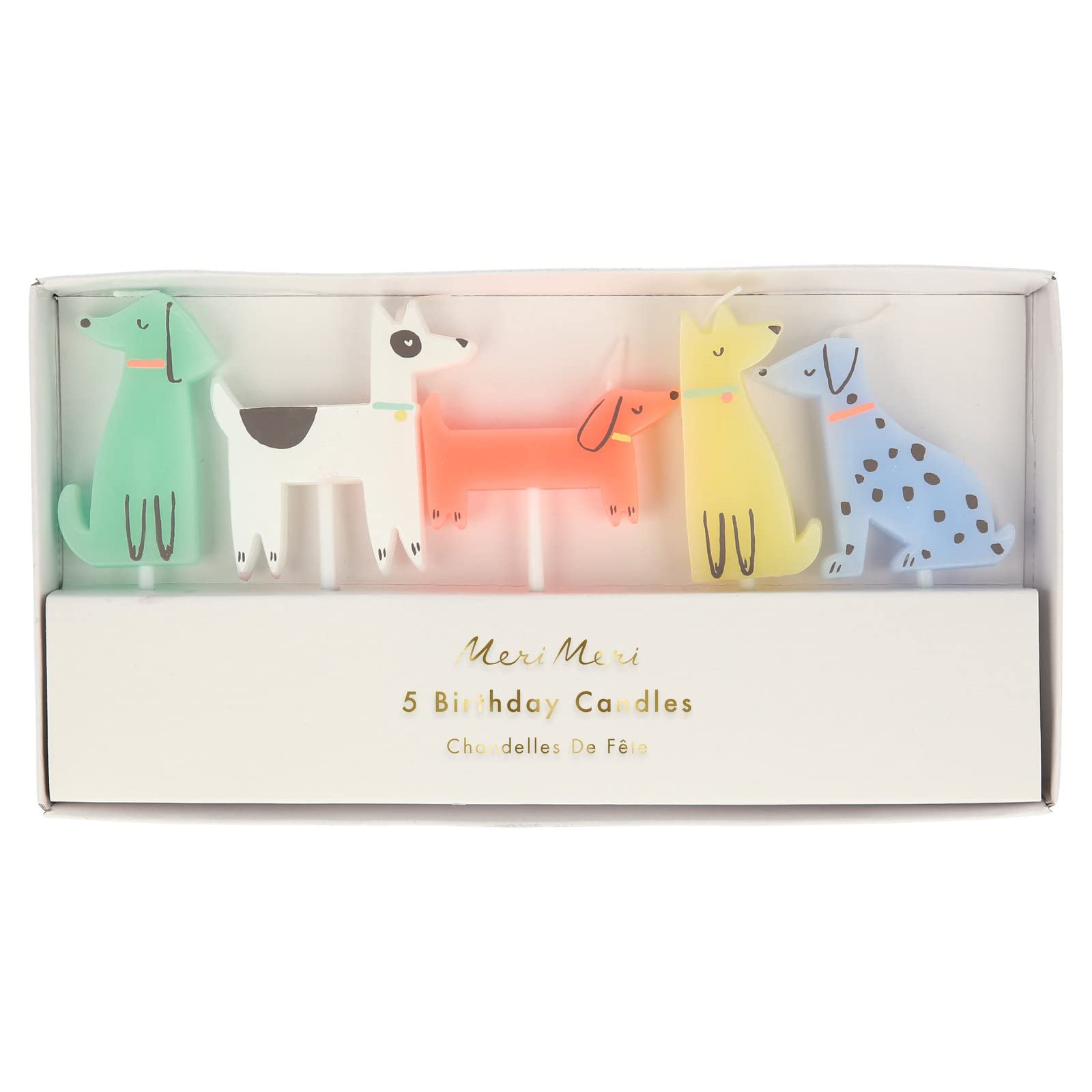 Meri Meri Dog Candles - Pack of 5, Multicolored, Dog Birthday Decorations, Party Decor - Image 2