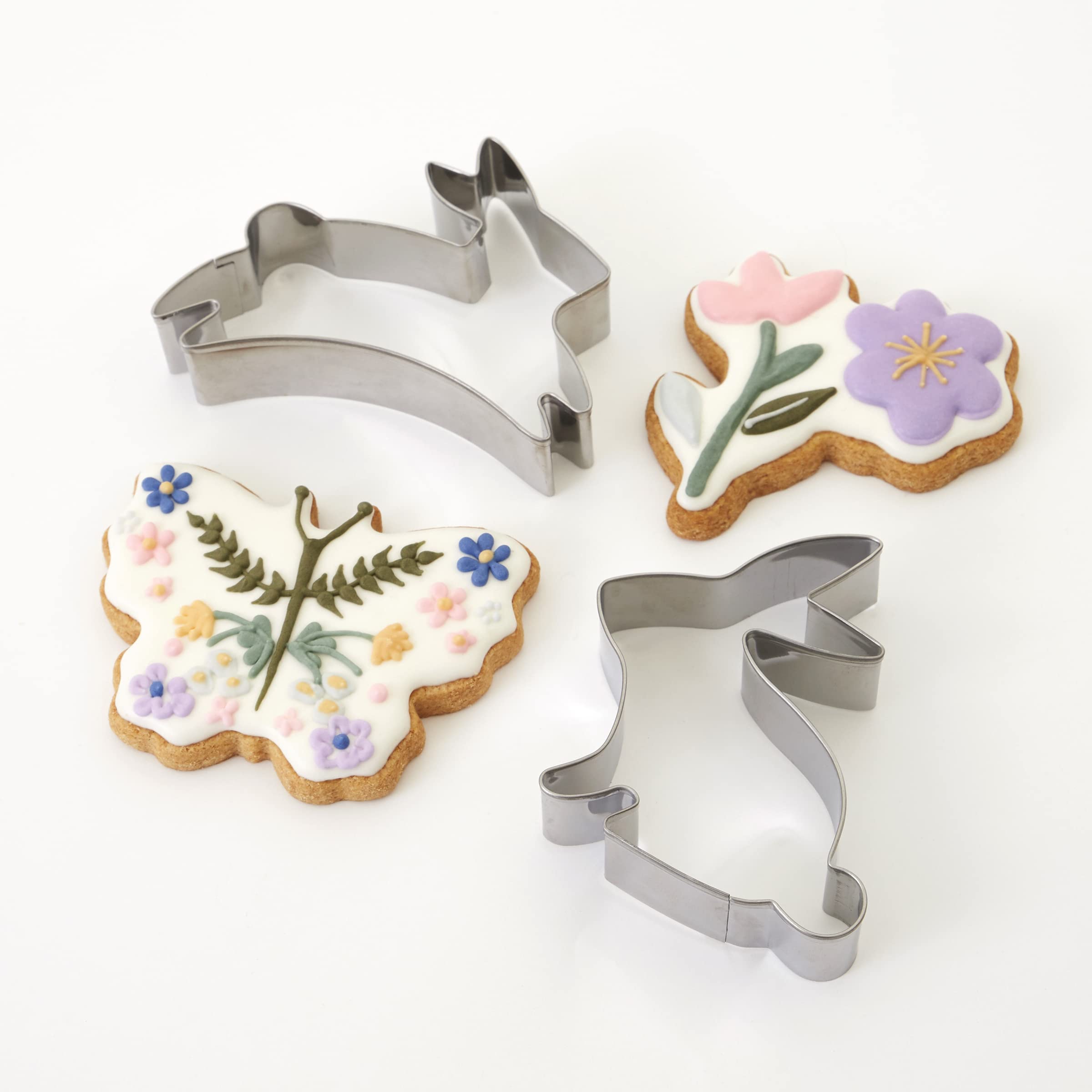 Meri Meri Easter Cookie Cutters (Pack of 4), Flower, Butterfly and Easter Bunny Cookie Cutters, Stainless Steel, Giftable Packaging - Image 3