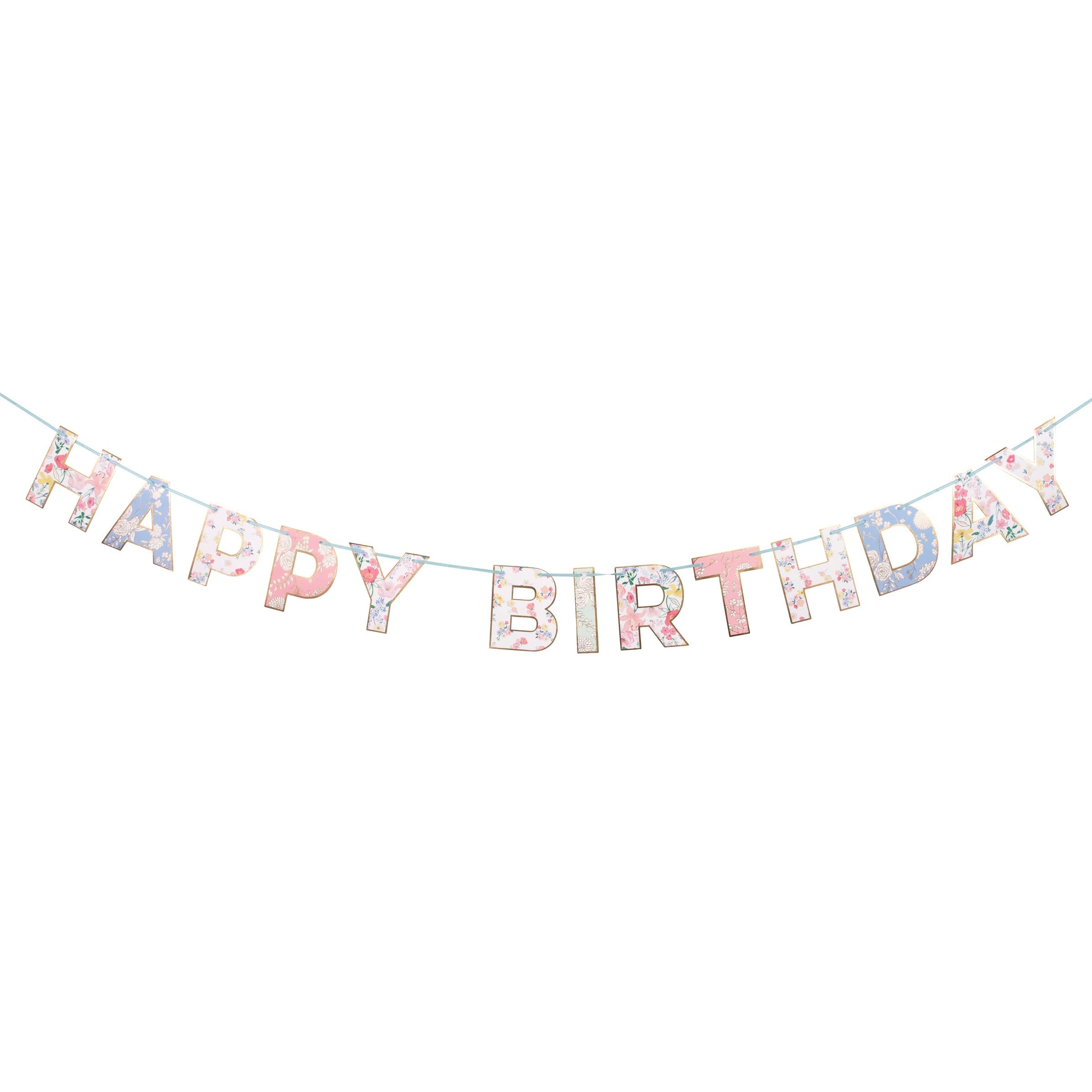 Meri Meri English Garden Birthday Banner (Pack of 1), 6' Party Banner Including Excess Cord, Meri Meri Garland Birthday Party Decorations, Reusable - Image 3