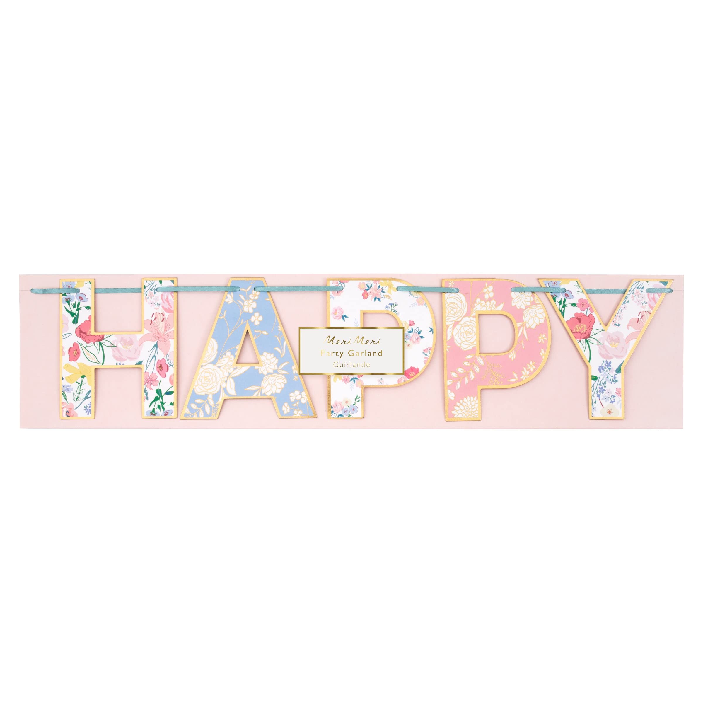 Meri Meri English Garden Birthday Banner (Pack of 1), 6' Party Banner Including Excess Cord, Meri Meri Garland Birthday Party Decorations, Reusable - Image 4