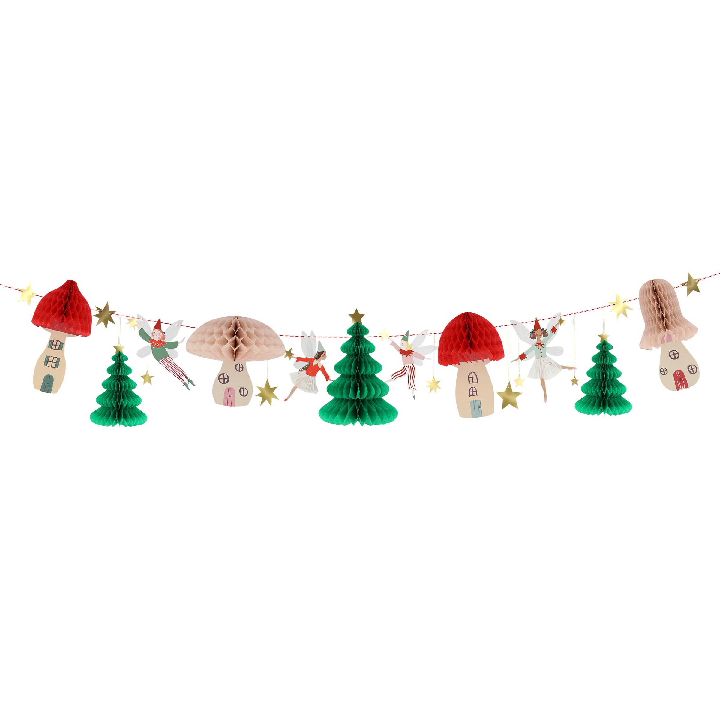 Meri Meri Fairy Honeycomb Woodland Christmas Garland for Decoration (Pack of 1), 6.5' Strand (10.5' with Excess Cord), Honeycomb Tissue Paper, Reusable Hanging Christmas Decoration - Image 3