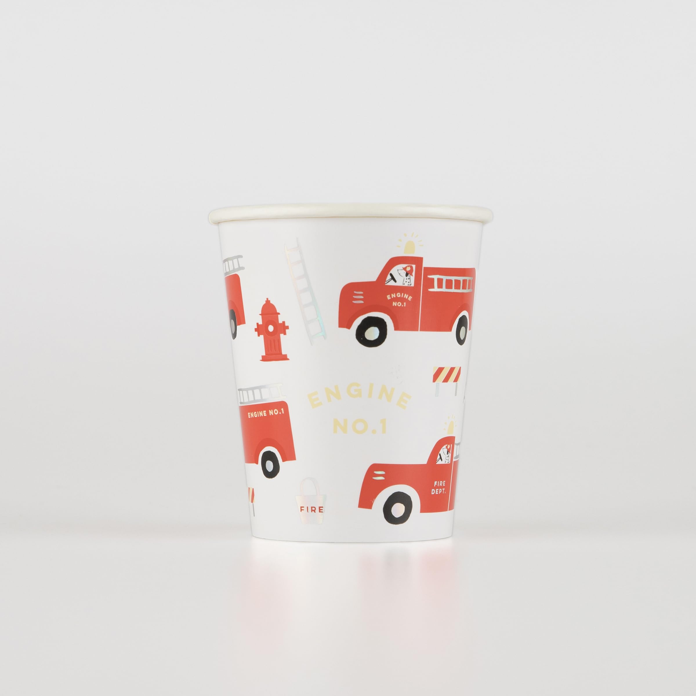 Meri Meri Fire Truck Cups (Pack of 8), Disposable Party Cups, 9oz., Sized for Kids & Adults, Ideal for Hot or Cold Party Drinks