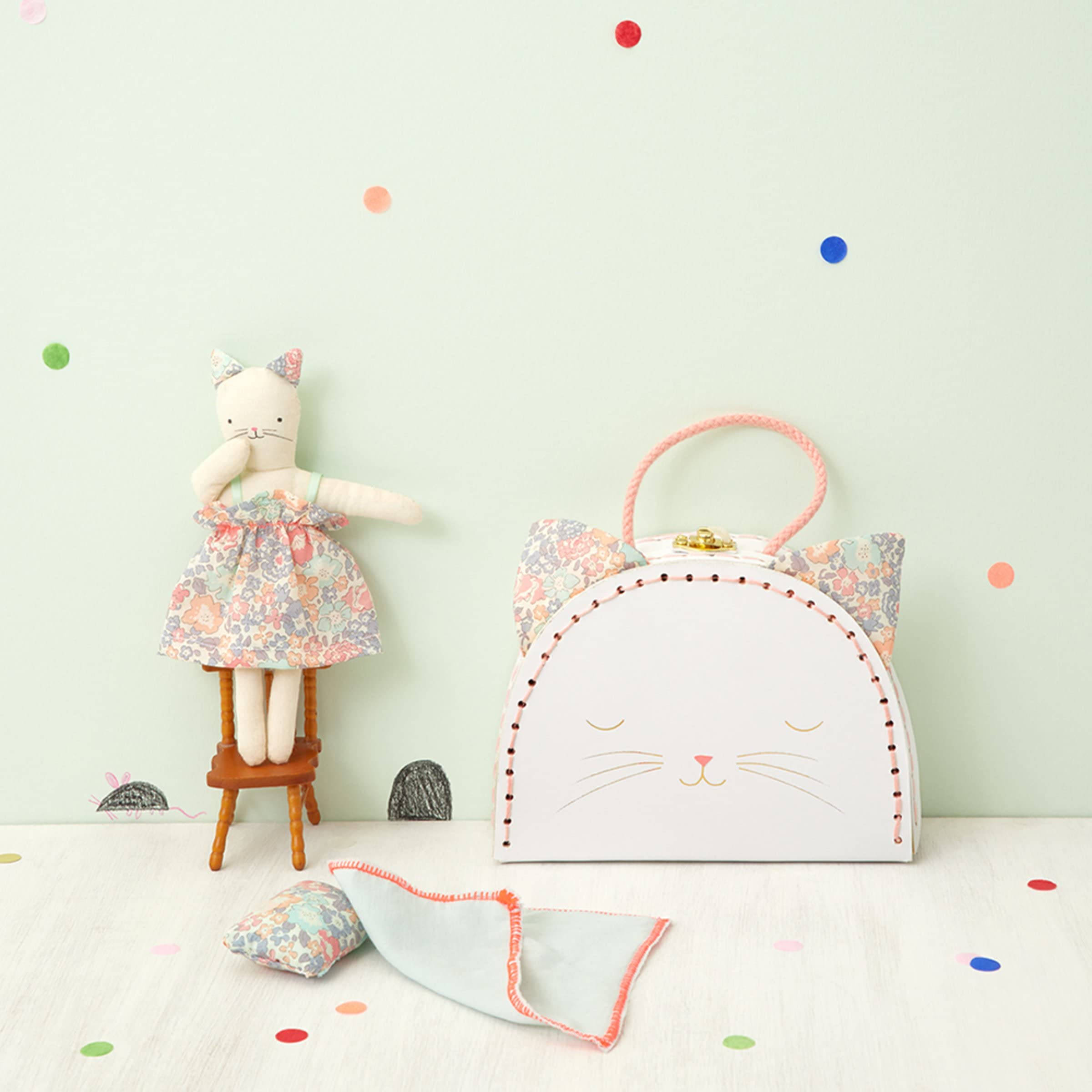 Meri Meri Floral Kitty Mini Suitcase Doll (Pack of 1) - Image 7