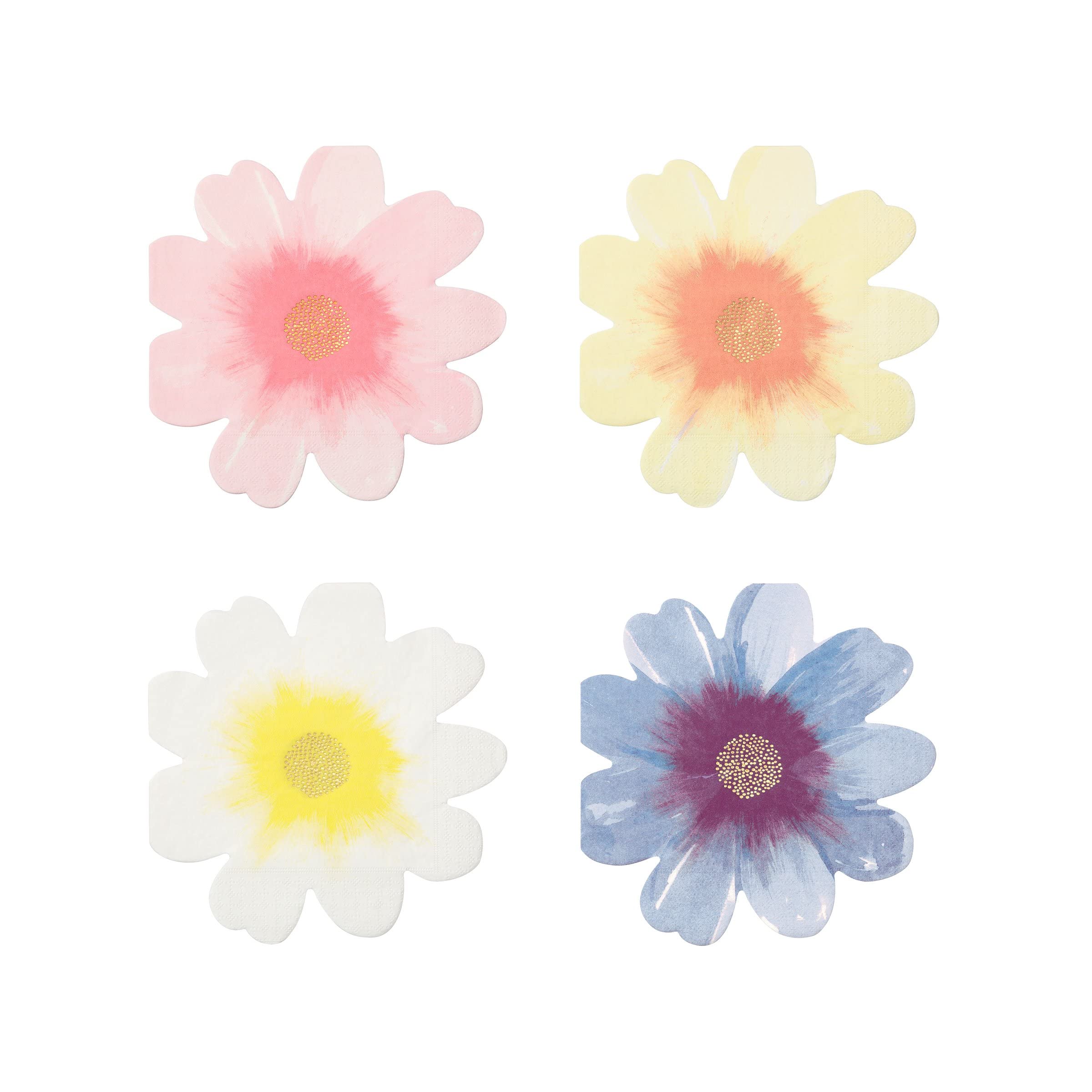 Meri Meri Flower Napkins (Pack of 16), Thick & Absorbent 3-Ply, Flower Shaped Napkins Disposable