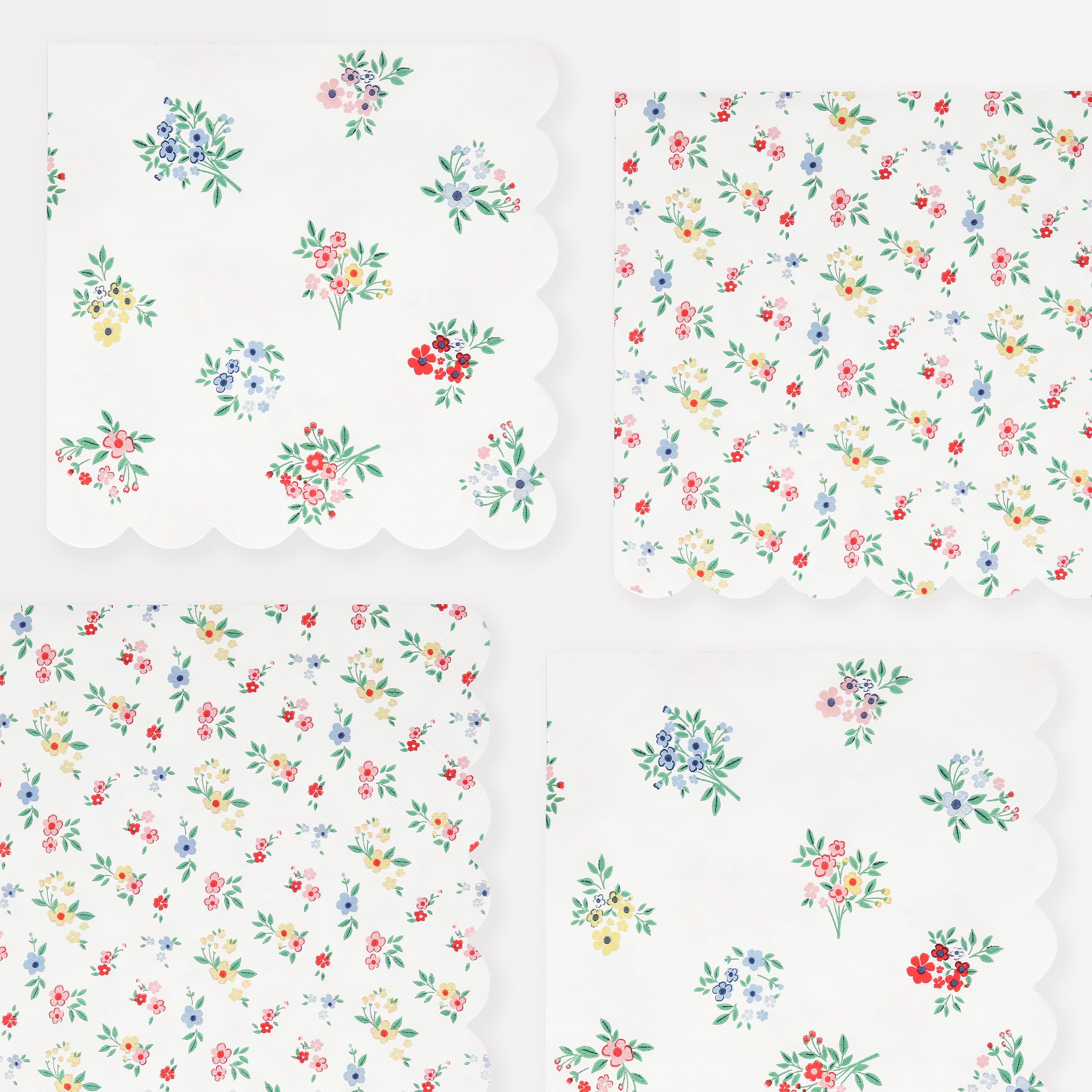 Meri Meri Garden Floral Napkins (Pack of 16), Thick & Absorbent 3-Ply Paper, Floral Paper Napkins, Scalloped Edge, Disposable