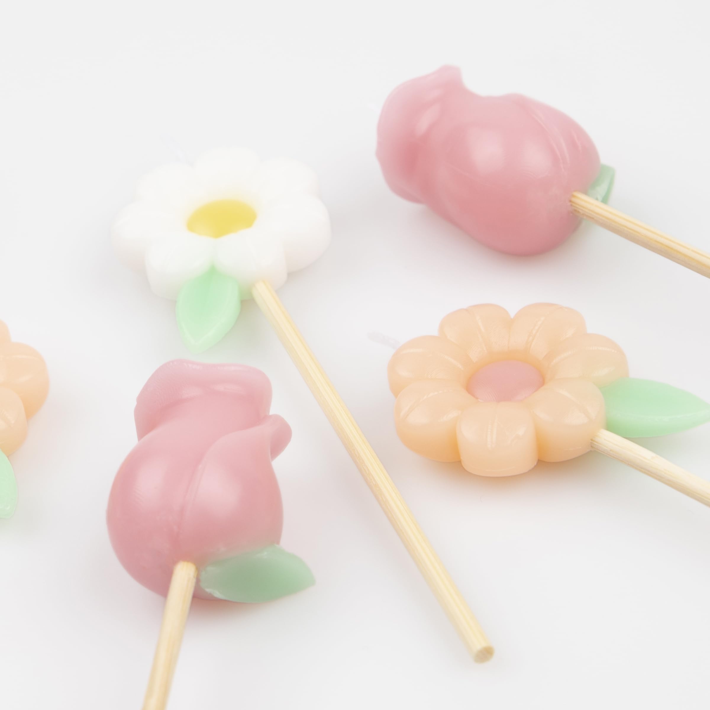 Meri Meri Garden Flower Candles (Pack of 9), Birthday Cake Decorations, Moulded 3D Shape, 3 Designs, Flower Cake Toppers for Baby and Bridal Showers, Average Height Including Stick is 3.5" - Image 4