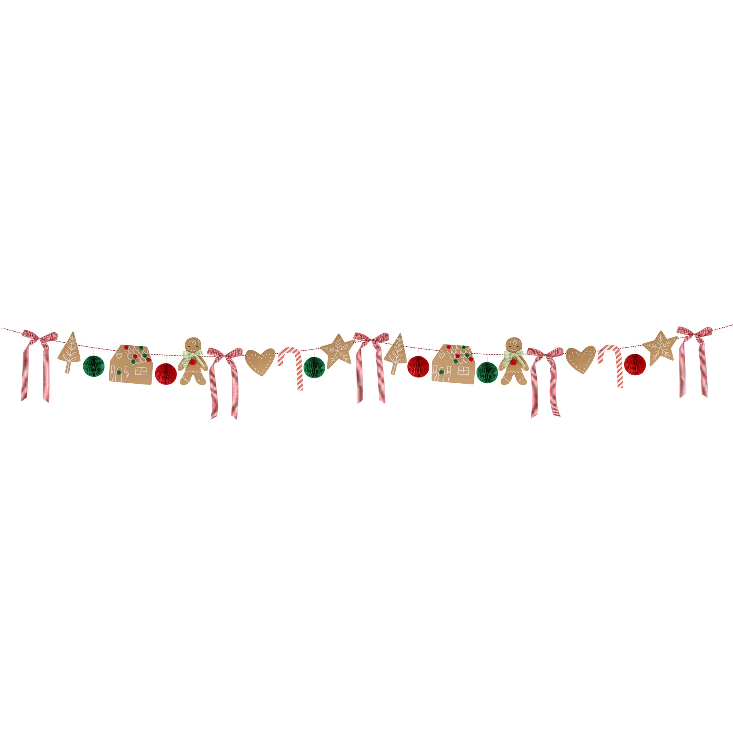 Meri Meri Gingerbread Christmas Garland Decoration (Pack of 1), 12' Strand with Excess Cord, Easy to Assamble, Reusable Hanging Christmas Decoration - Image 2