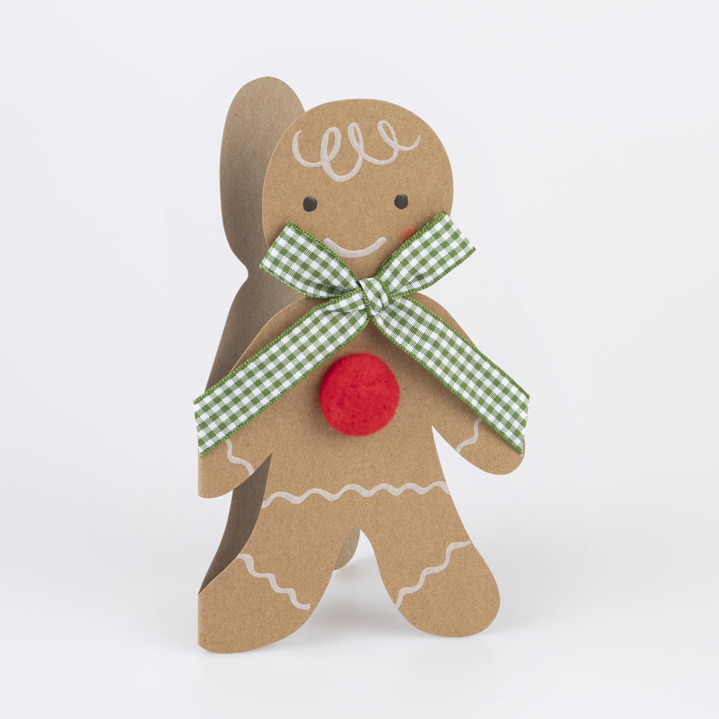 Meri Meri Gingerbread Man Christmas Card (Pack of 1), 4" x 6.75" Seasons Greetings Card, Christmas Décor