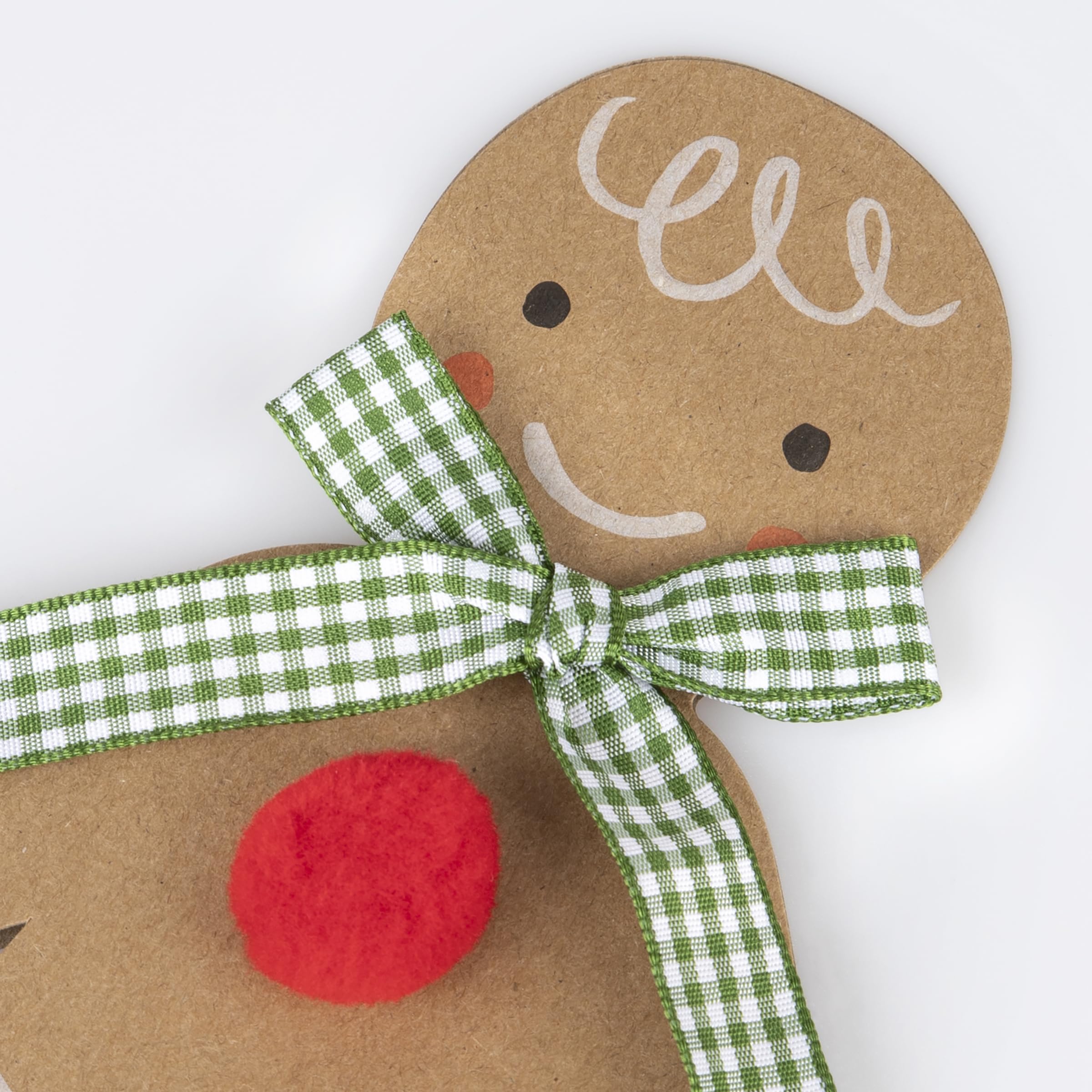 Meri Meri Gingerbread Man Christmas Card (Pack of 1), 4" x 6.75" Seasons Greetings Card, Christmas Décor - Image 2