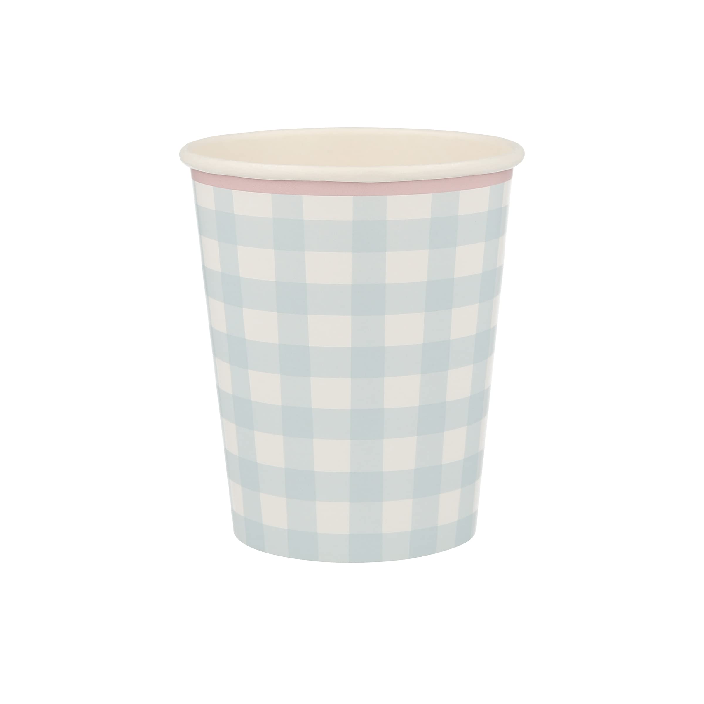 Meri Meri Gingham Paper Cups (Pack of 12), Paper Party Cups, Disposable Easter Cups, 9oz., Kids & Adults, Hot or Cold Drinks - Image 5