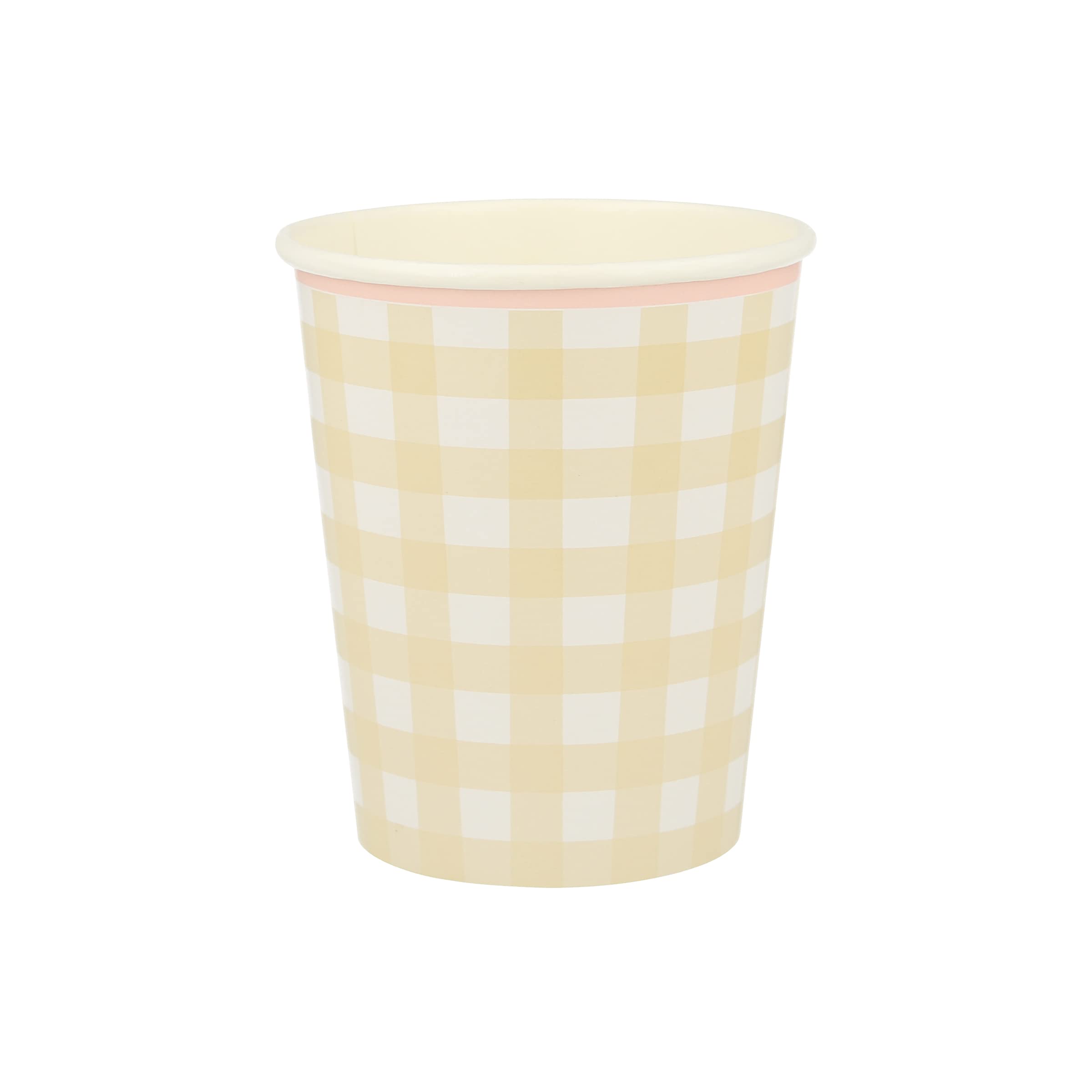 Meri Meri Gingham Paper Cups (Pack of 12), Paper Party Cups, Disposable Easter Cups, 9oz., Kids & Adults, Hot or Cold Drinks - Image 6