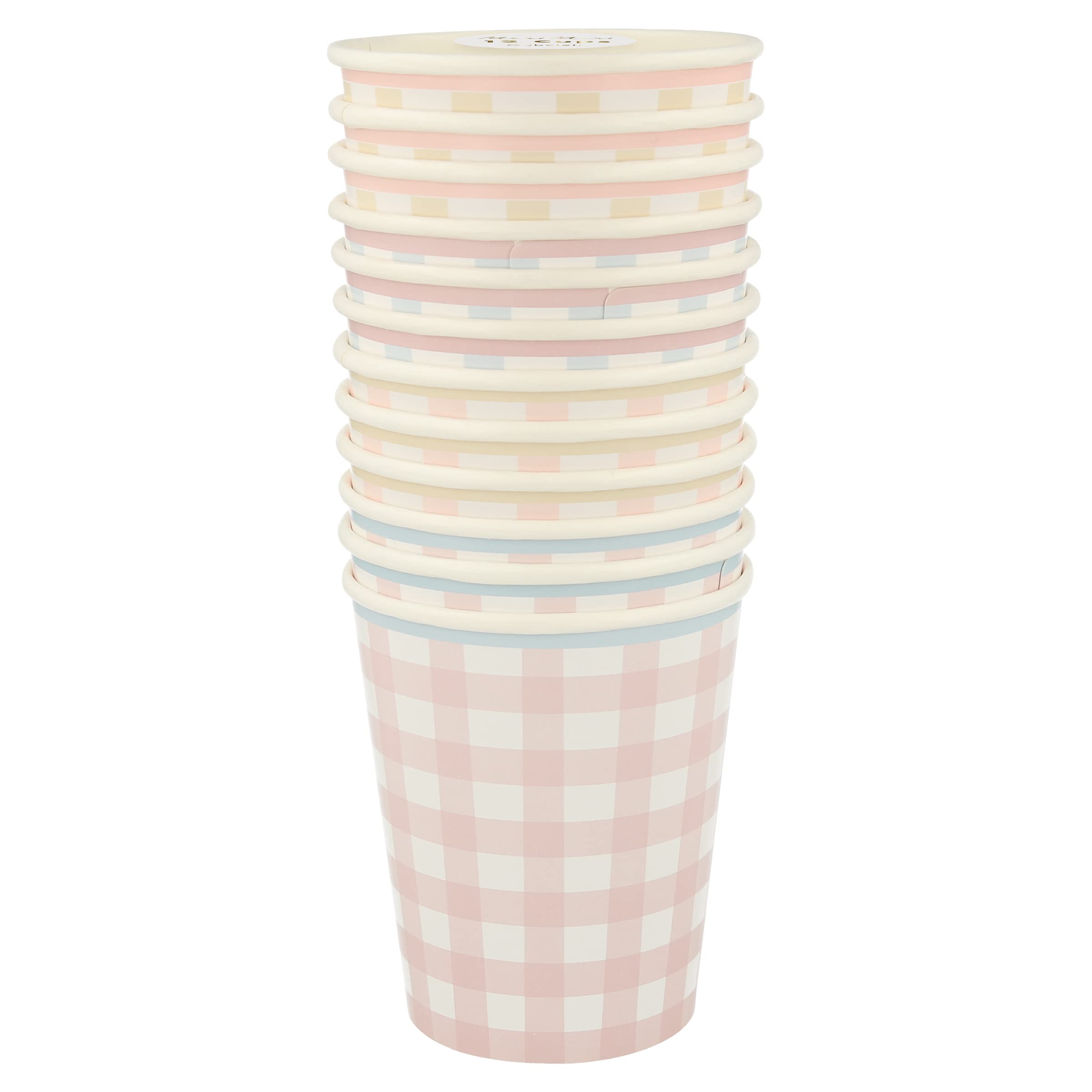 Meri Meri Gingham Paper Cups (Pack of 12), Paper Party Cups, Disposable Easter Cups, 9oz., Kids & Adults, Hot or Cold Drinks - Image 7