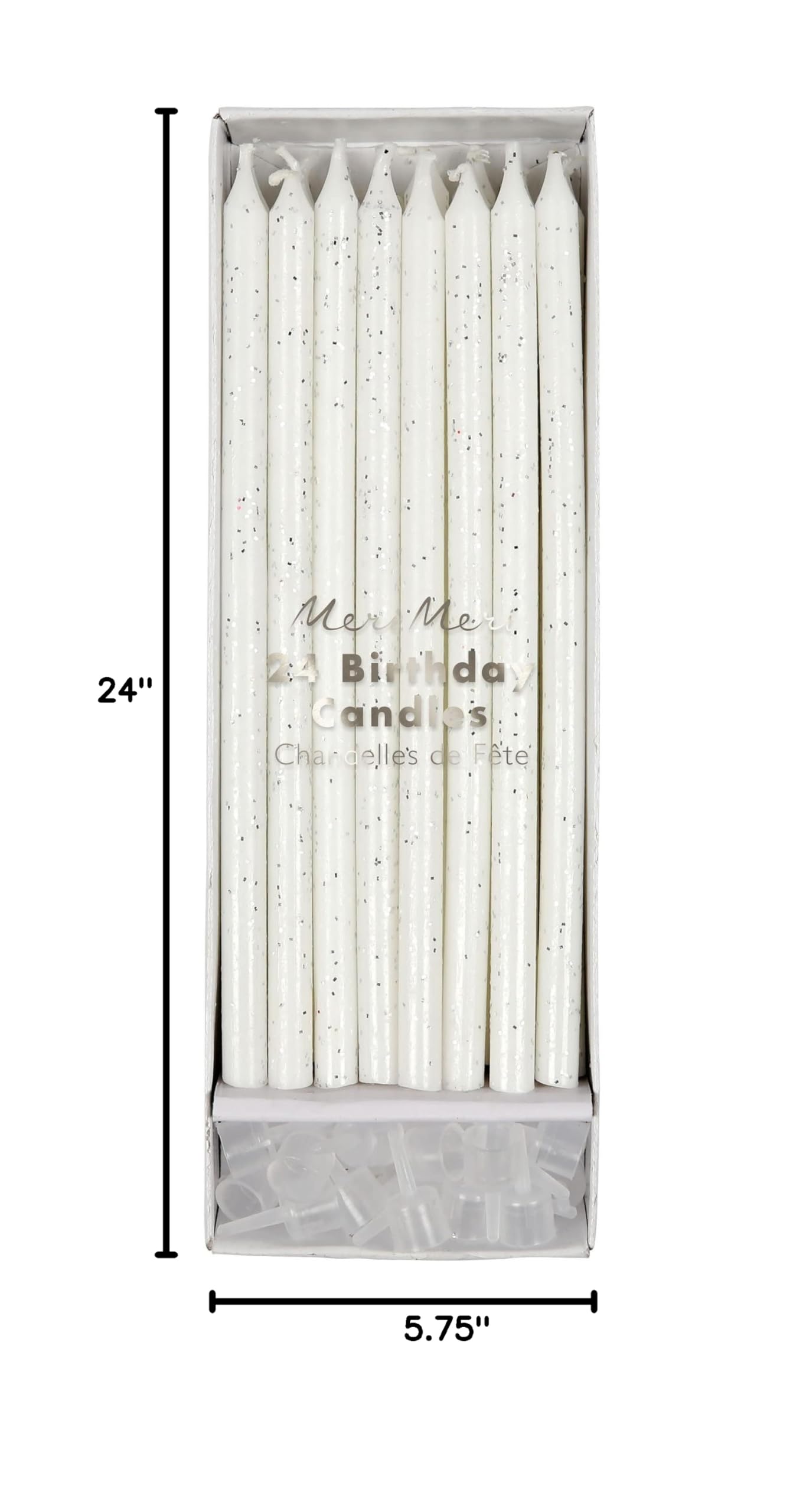 Meri Meri Glitter Birthday Candles (Pack of 24), 5.75" Tall, Unscented Meri Meri Candles - Image 2