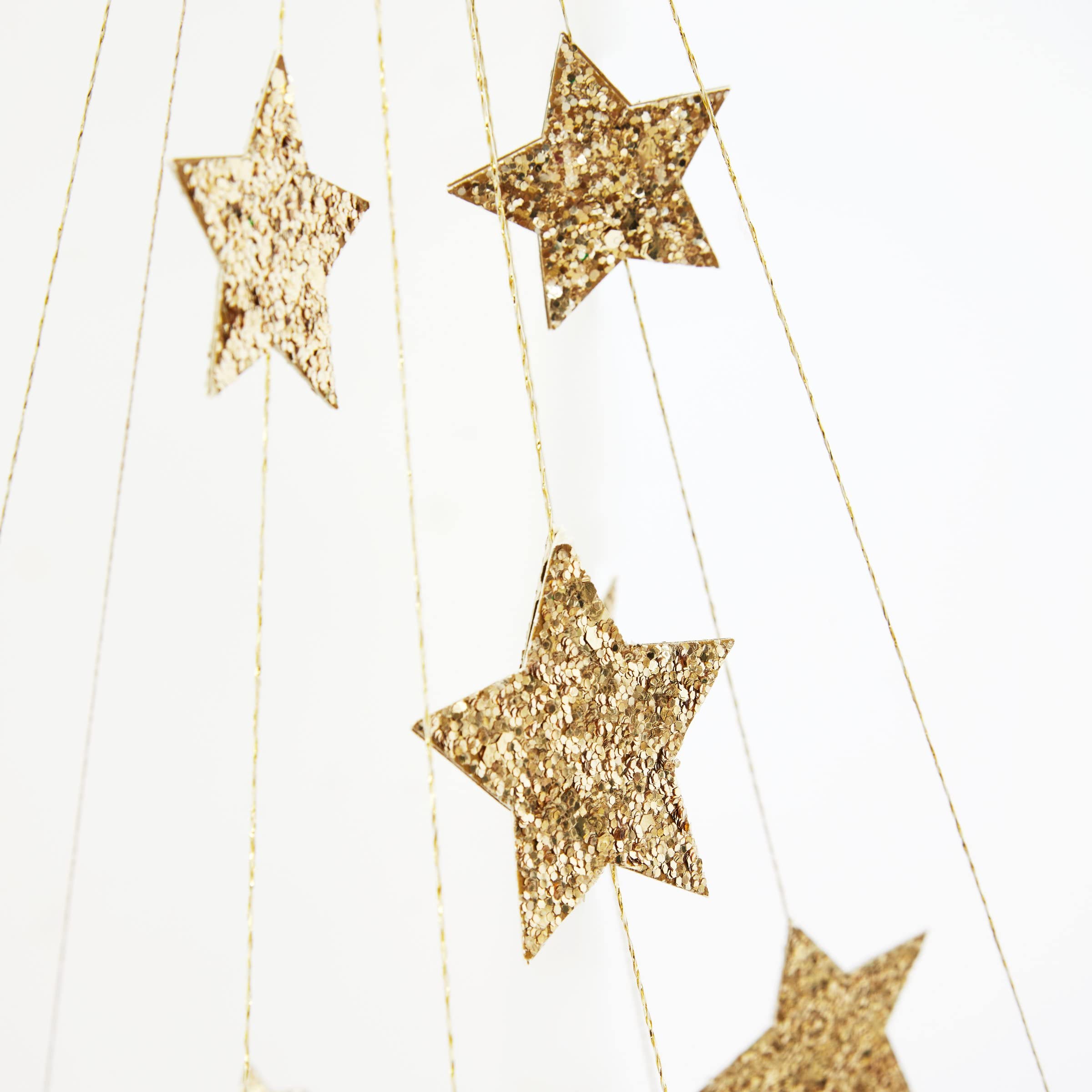 Meri Meri Gold Sparkle Star Chandelier (Pack of 1) - Image 3