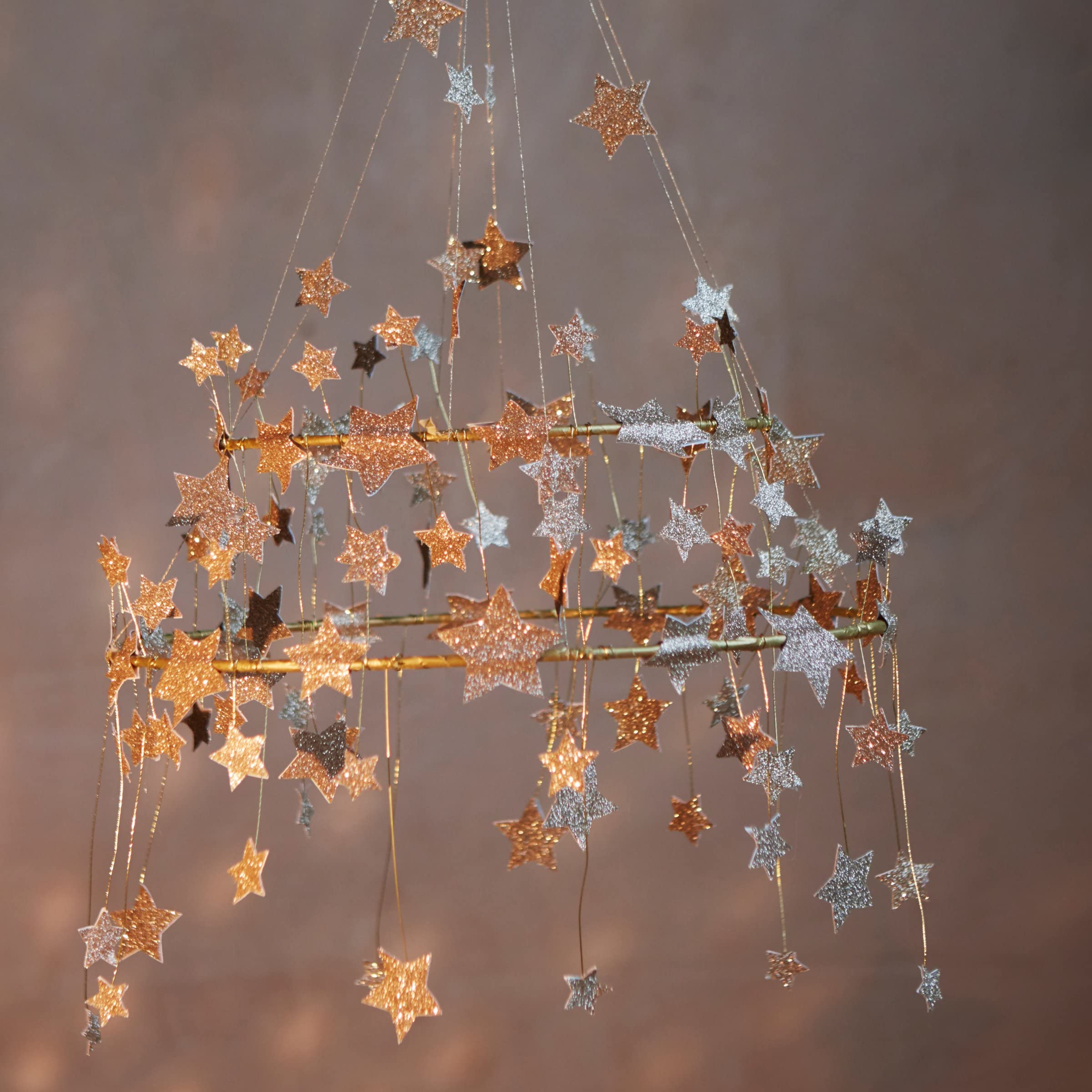 Meri Meri Gold Sparkle Star Chandelier (Pack of 1) - Image 6