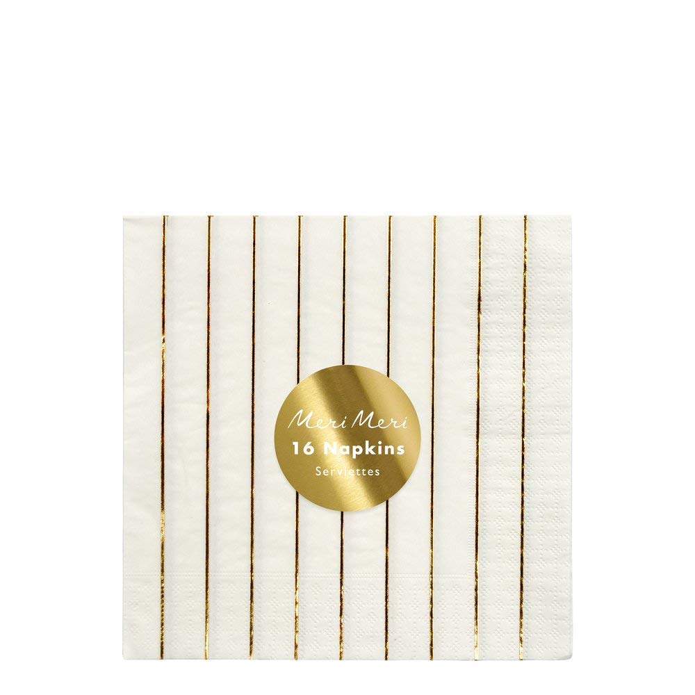 Meri Meri Gold Stripe Napkins (Pack of 16), Paper Disposable Gold Napkins for Party - Image 2