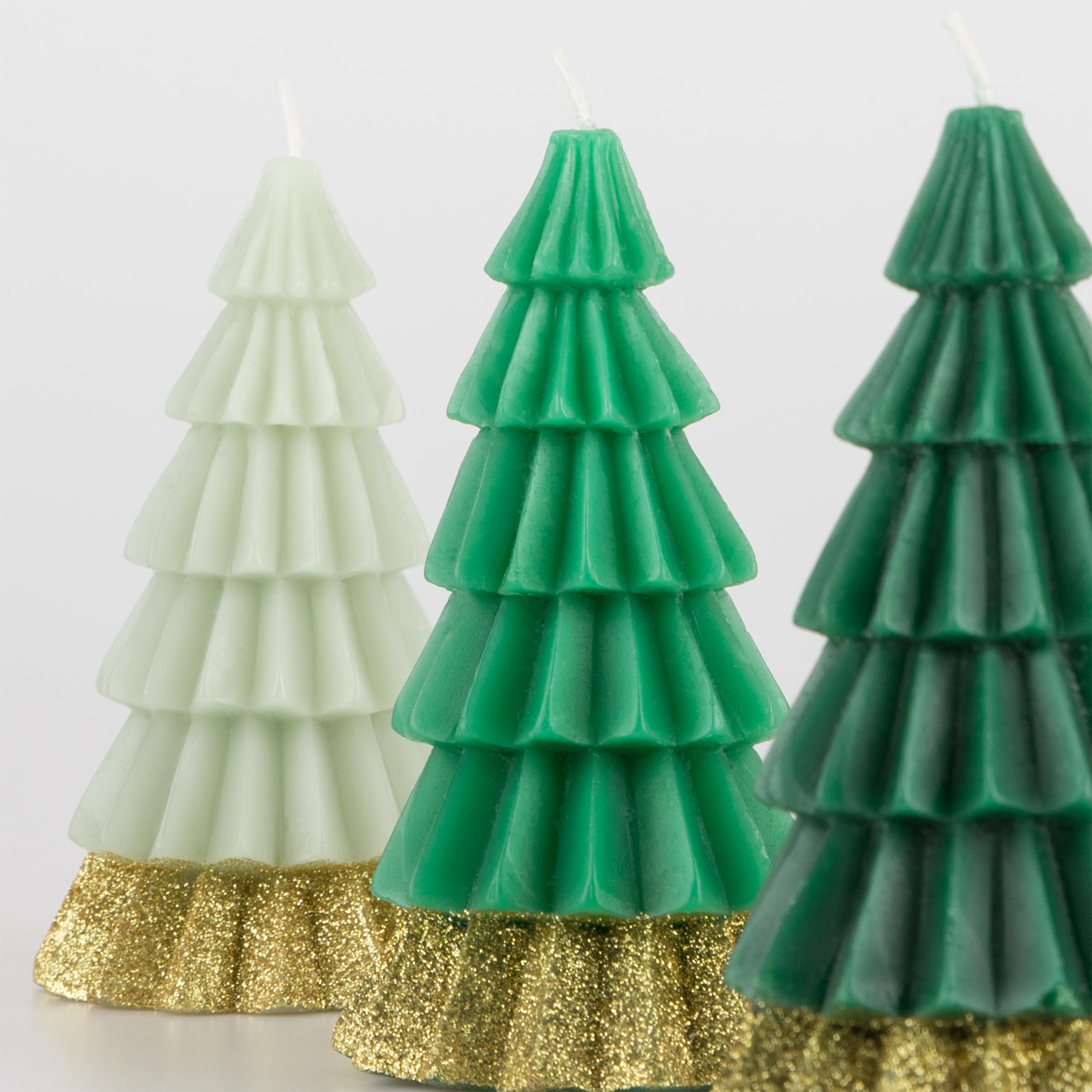 Meri Meri Green Tree Christmas Candles (Pack of 3), Unscented Decorative Candles, 5" Tall, Long Lasting, Approximate Burn Time 3.5hrs - Image 3
