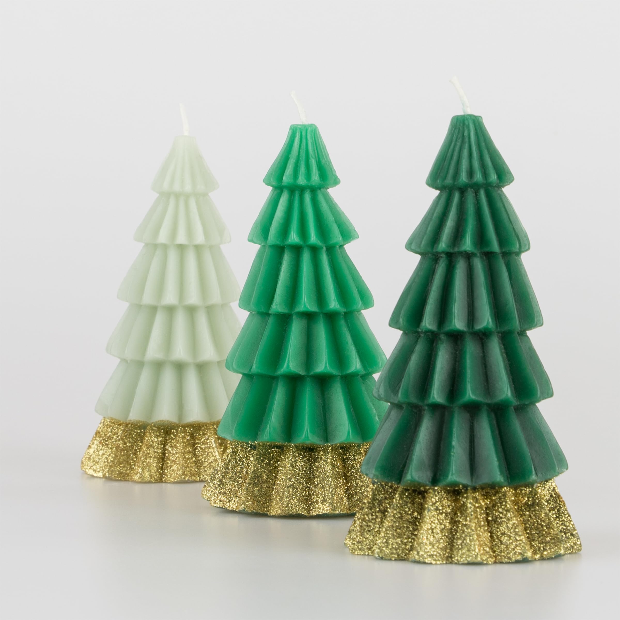 Meri Meri Green Tree Christmas Candles (Pack of 3), Unscented Decorative Candles, 5" Tall, Long Lasting, Approximate Burn Time 3.5hrs - Image 4